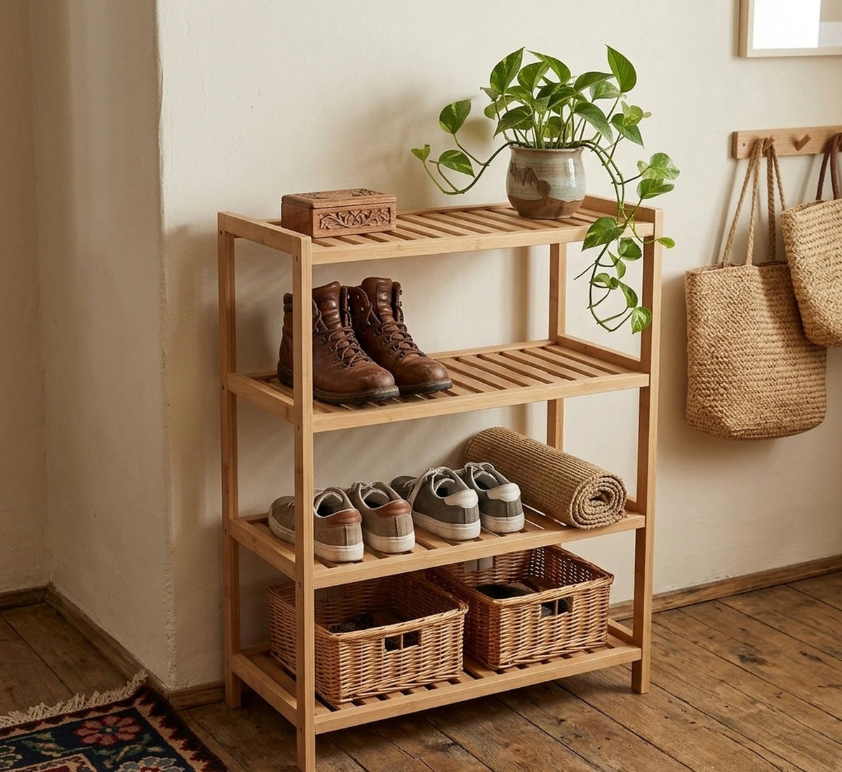 Pantofar ST8, stejar natural, lemn, 53x26x65 cm