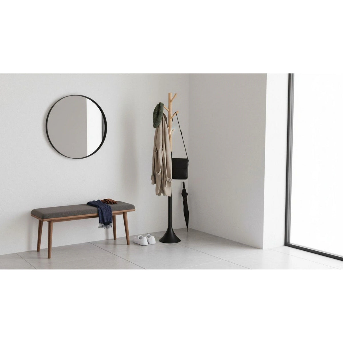 Cuier pom W58, negru/stejar, metal/lemn, 28x176 cm