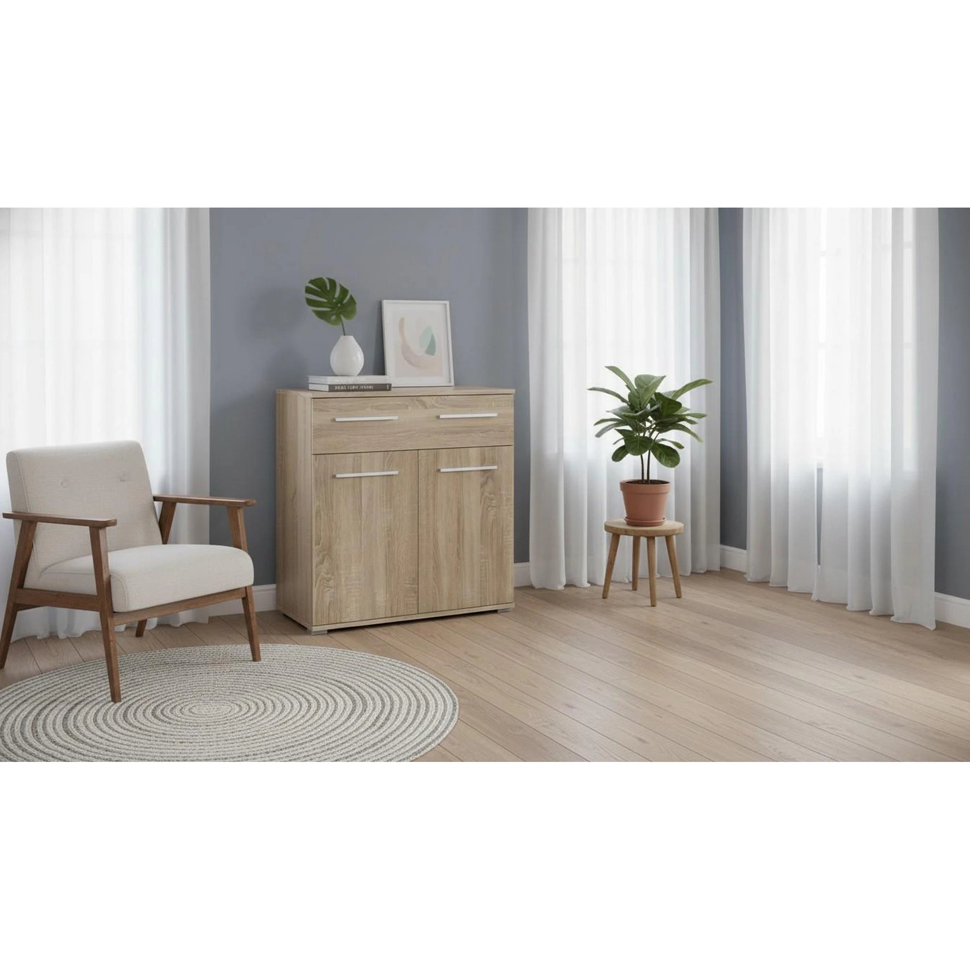 Comoda Lima KM1, stejar sonoma, PAL, 77x40x82 cm