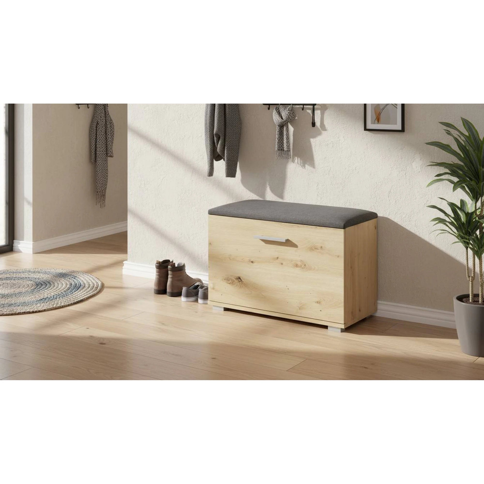 Pantofar LIMA ST2, gri/stejar artisan, PAL laminat, 70x32x45 cm