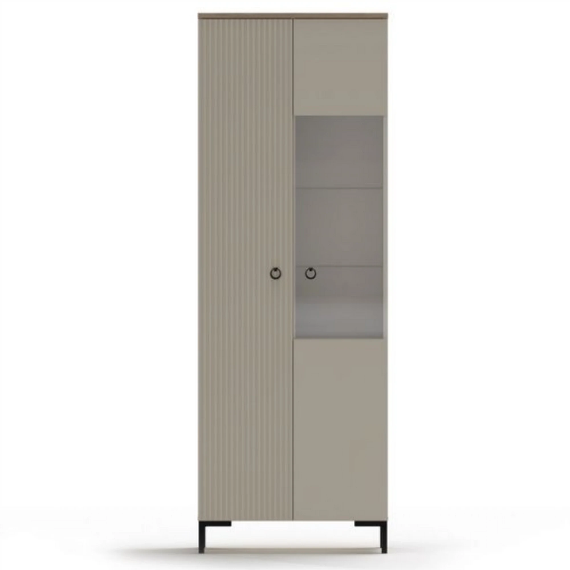 Vitrina pentru living DOMINICA, grej/stejar, PAL laminat, 70x41x199 cm