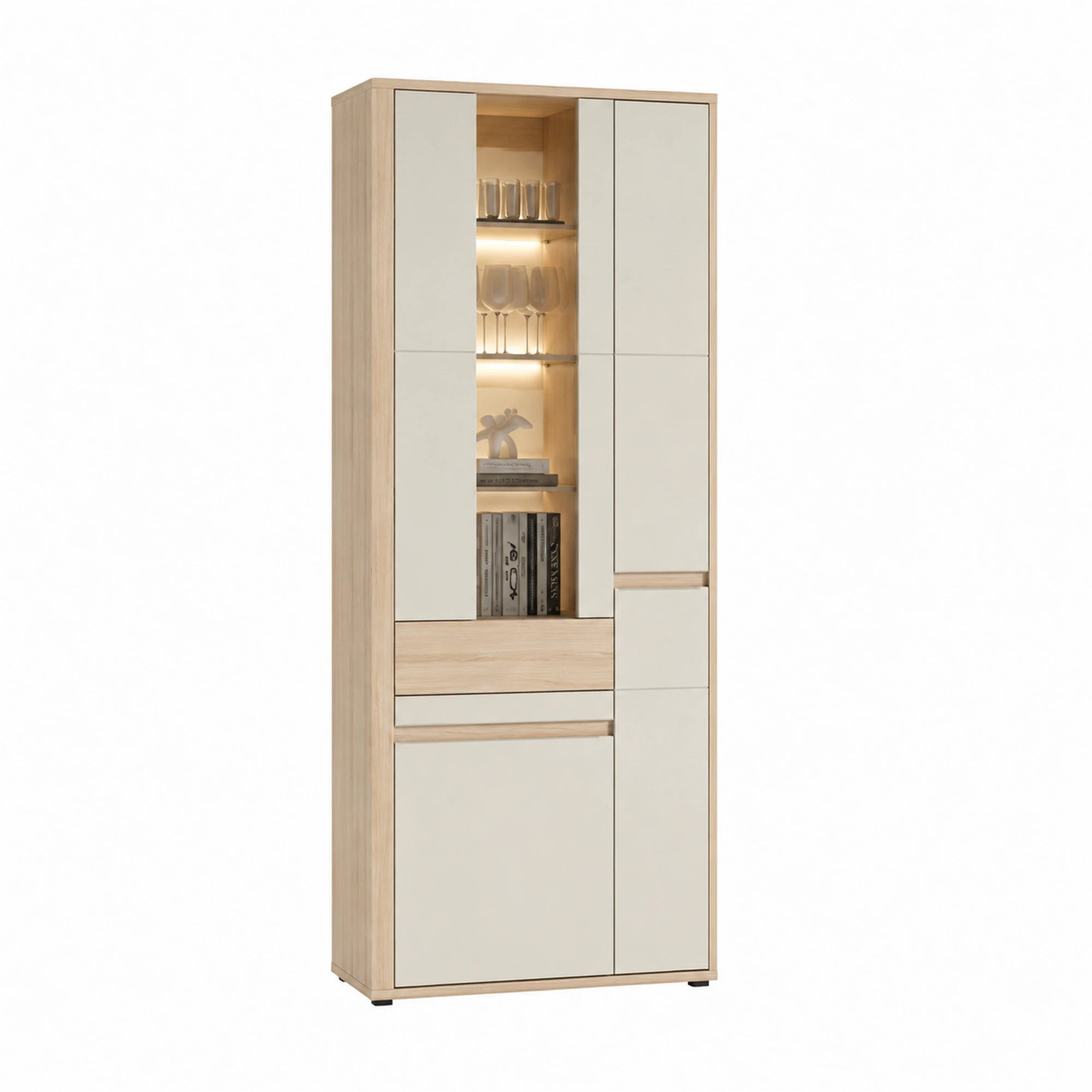 Vitrina pentru living OSLO OS2, stejar riva/casmir, PAL laminat, 78x38x200 cm