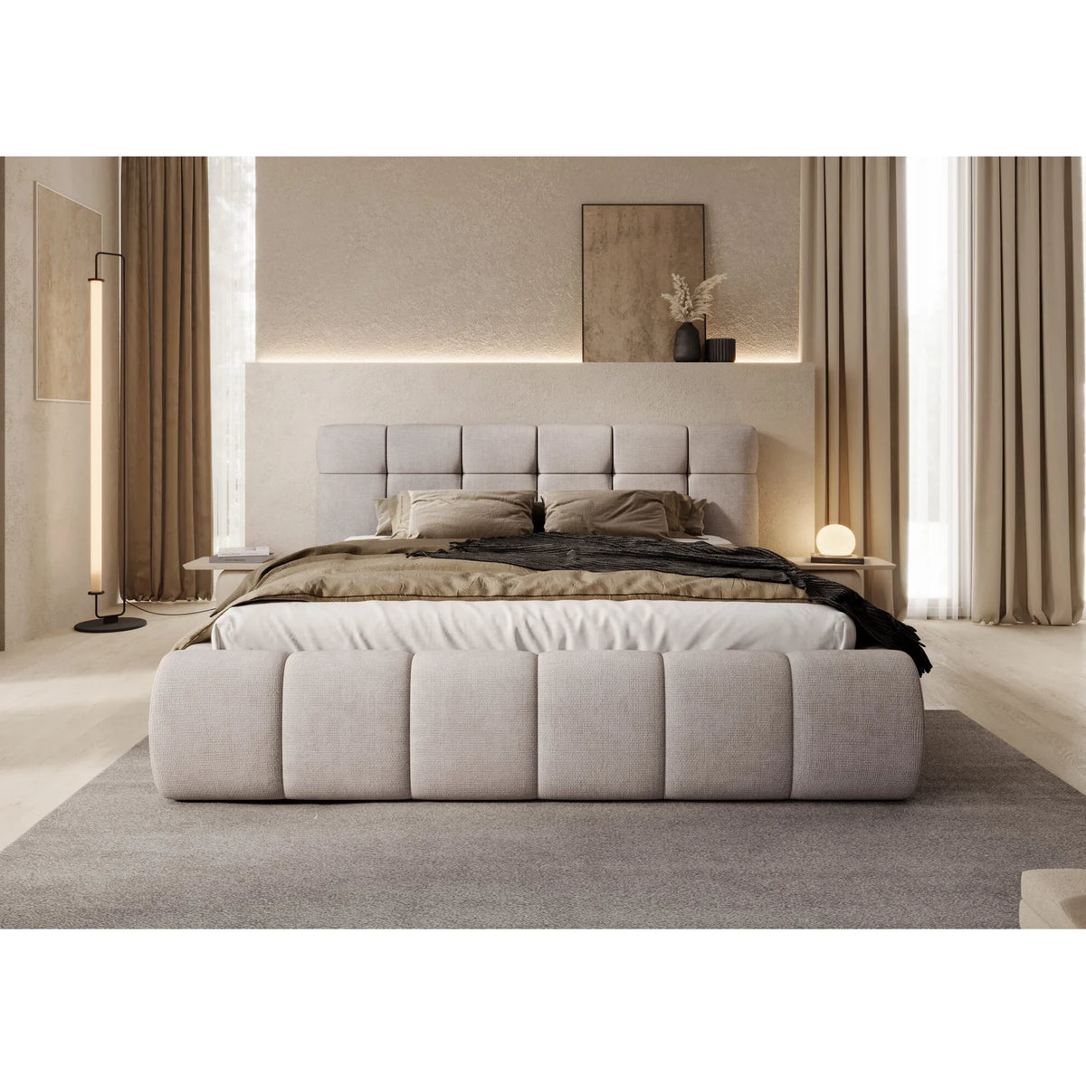Pat MELISSA 140x200, personalizabil materiale Gama Premium, cu spatiu depozitare, somiera metalica si pistoane