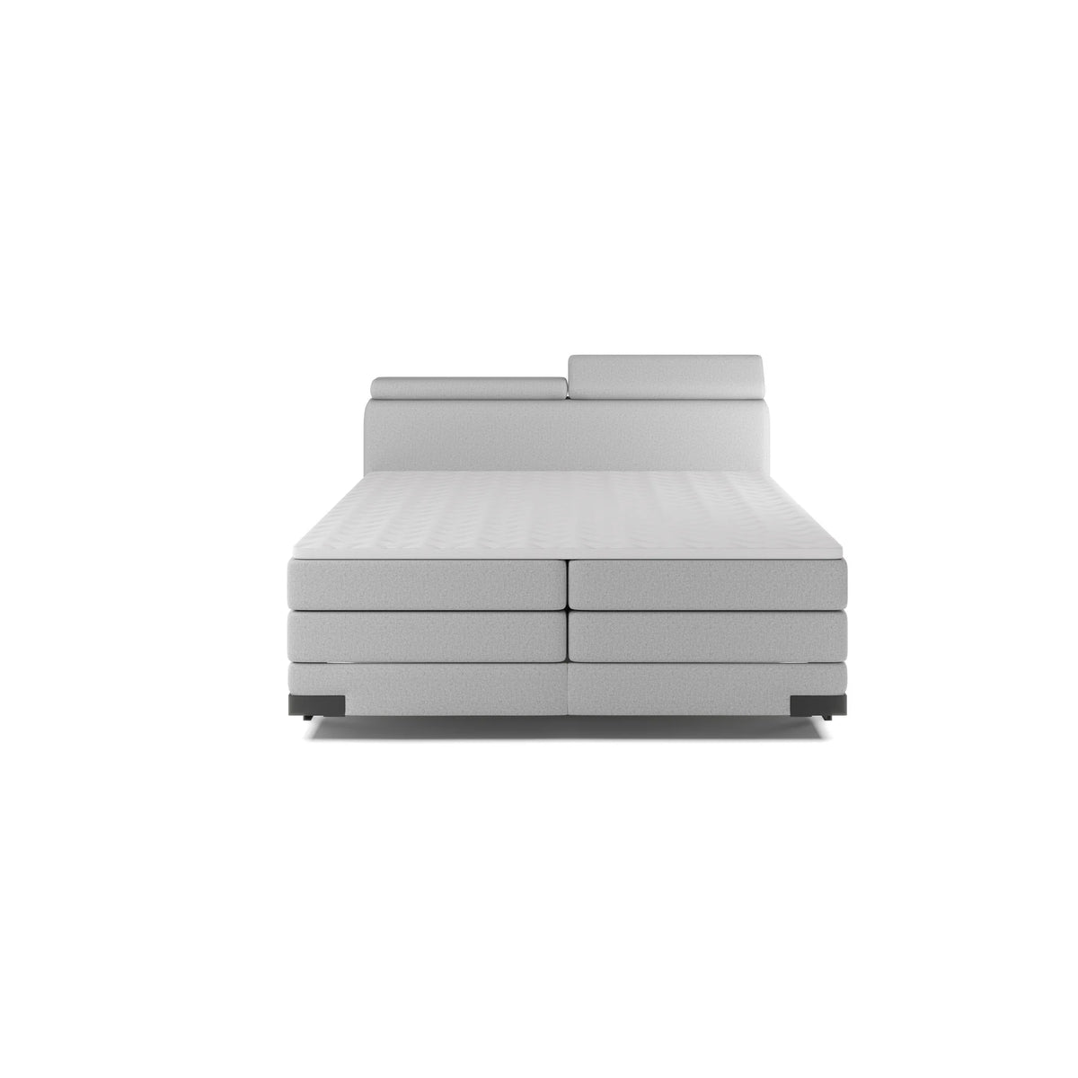Pat boxspring KANO 160x200, personalizabil materiale gama Premium, cu saltea, topper, tetiere reglabile si 2 spatii pentru depozitare