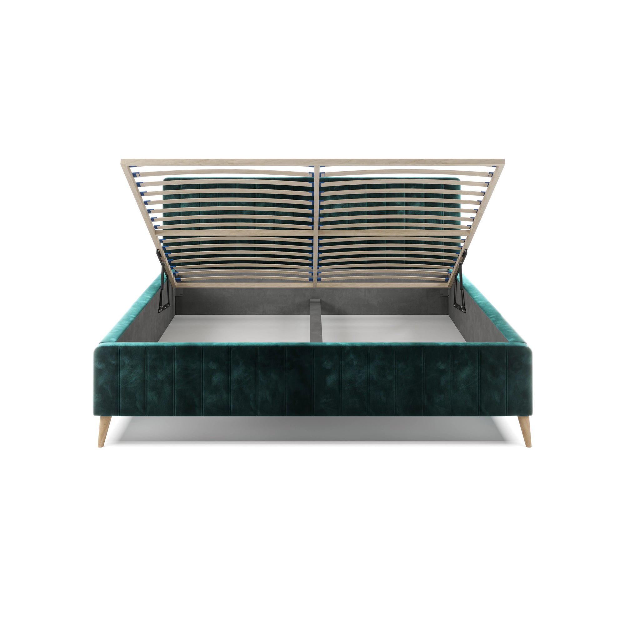 Pat MAGGIE SR 180x200, stofa catifelata crem - Riviera 21, Gama Premium, cu suport saltea si sistem de reglare