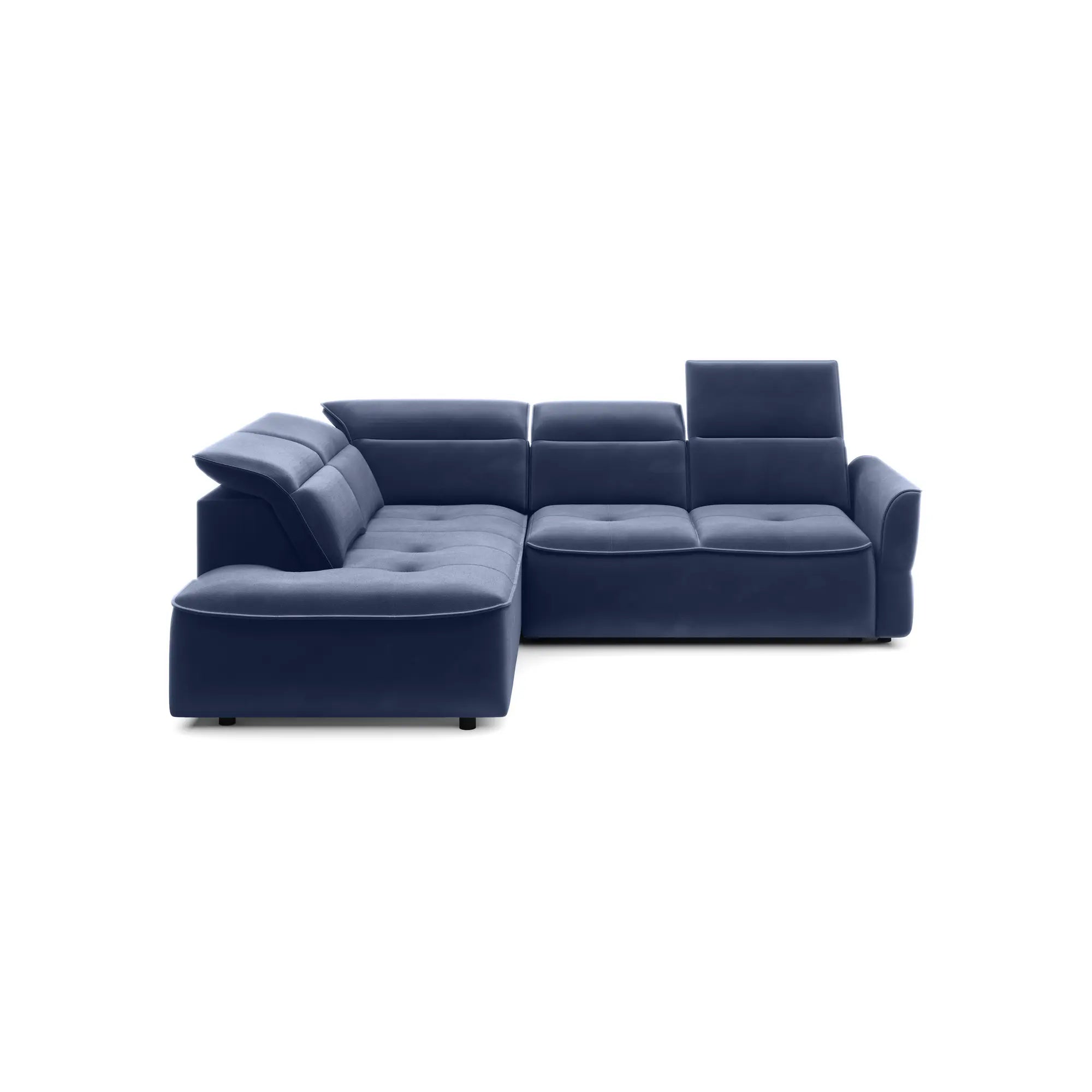Coltar MURILLO L, sezlong stanga, stofa catifelata gri antracit - Whisper 18, Gama Premium, cu reglaj electric, tetiere reglabile si lada depozitare, 261x218x100 cm