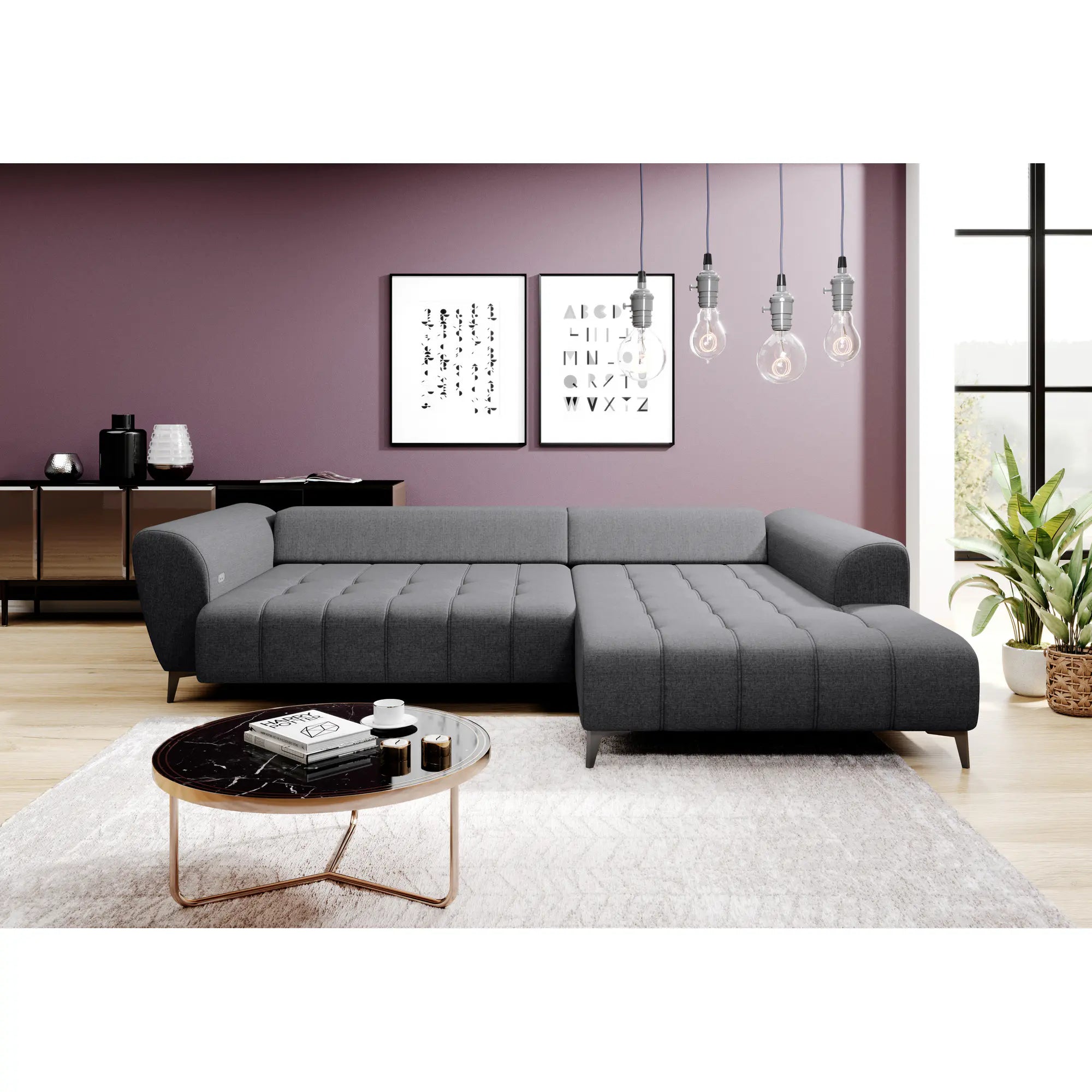 Coltar GARAY, personalizabil materiale gama Premium, cu reglaj electric, 287x220x83 cm