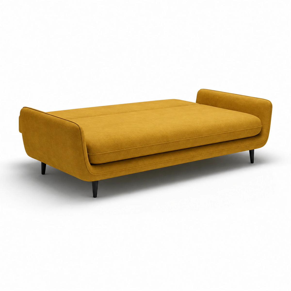 Canapea extensibila Solano, stofa catifelata galben - Riviera 41, cu lada depozitare, 230x107x85/73 cm