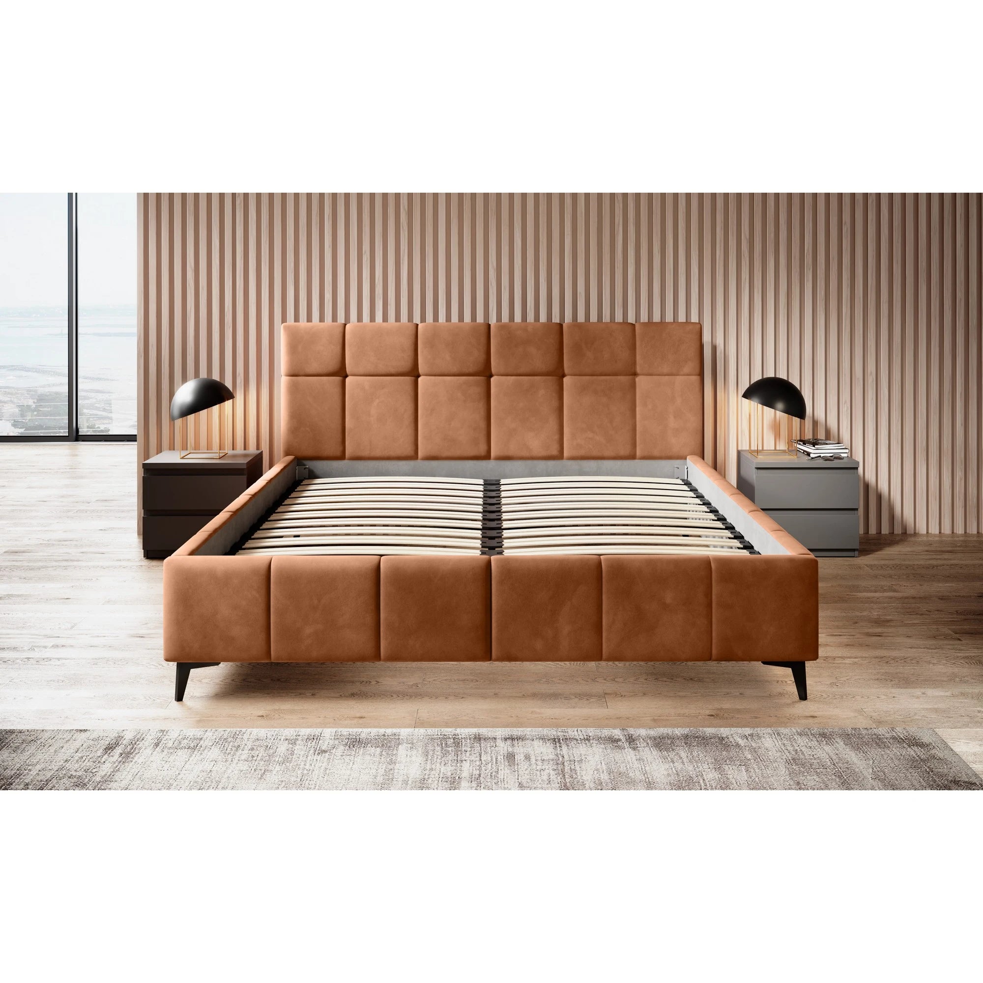 Pat NAOMI SR 180x200, personalizabil materiale gama Premium, somiera metalica si sistem de reglare