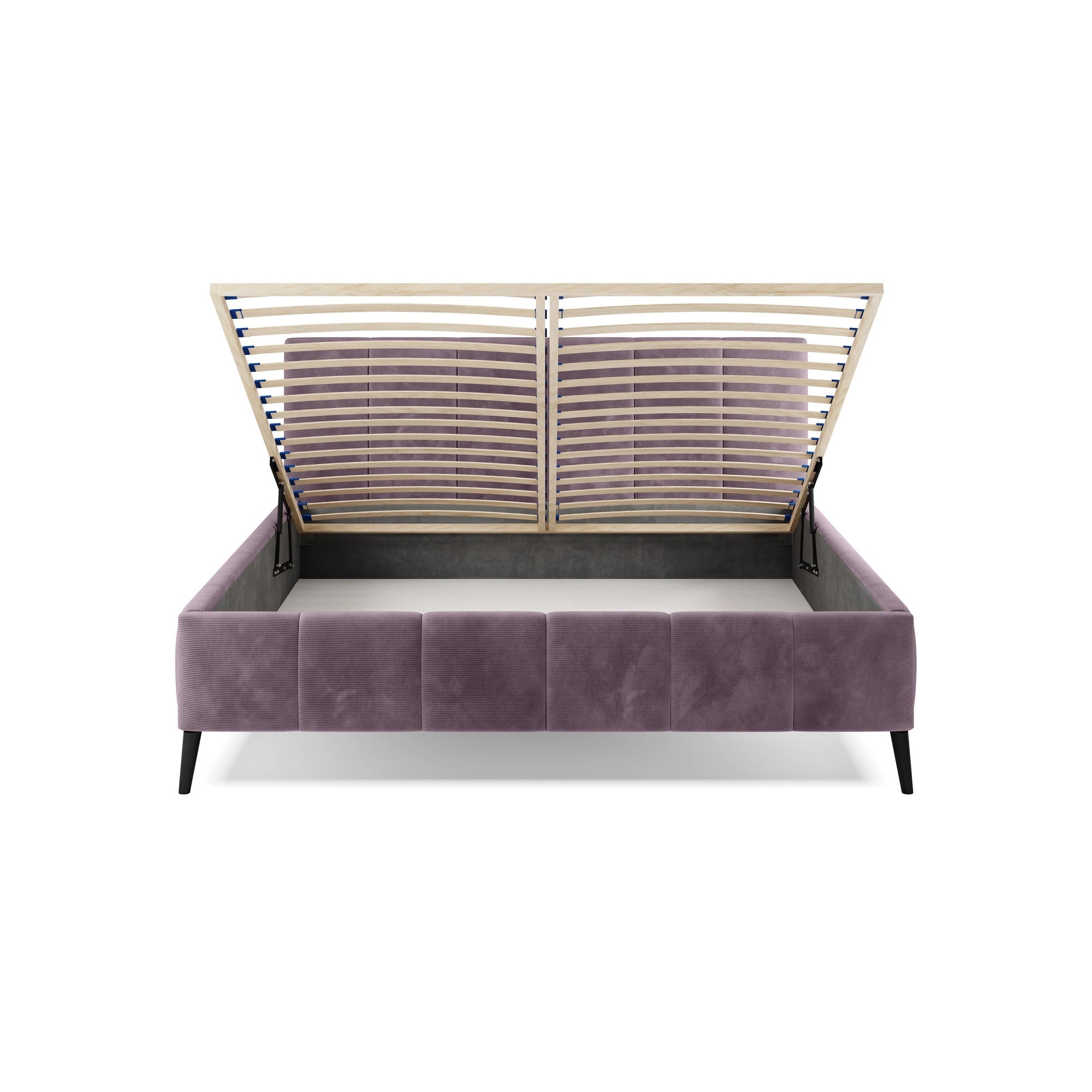 Pat RIVA SR 160x200, stofa catifelata violet - Whisper 14, Gama Premium, cu suport saltea si sistem de reglare
