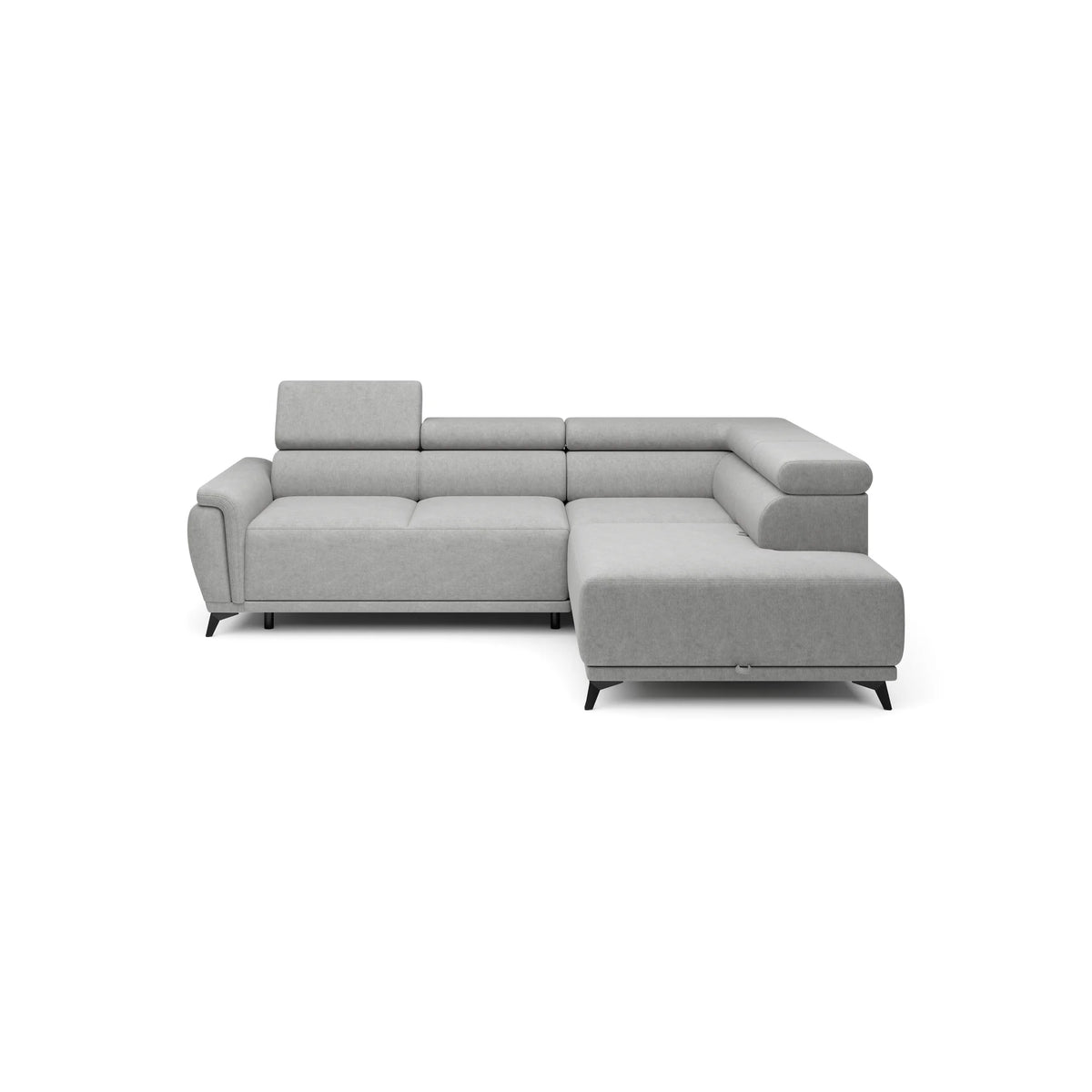 Coltar extensibil ATLANTA, sezlong dreapta, stofa clasica bej - Austin 2, cu lada depozitare si tetiere reglabile, 281x203x98 cm