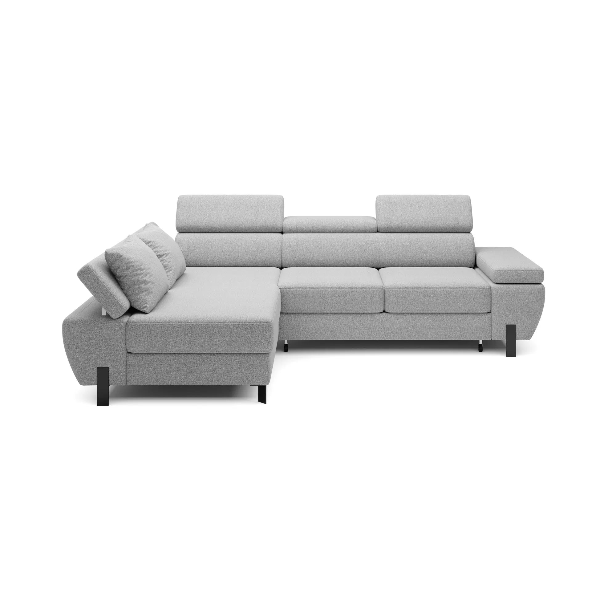 Coltar extensibil MOLINA MINI, sezlong stanga, stofa catifelata bej - Palladium 02, Gama Premium, cu lada depozitare, 277x189x90 cm