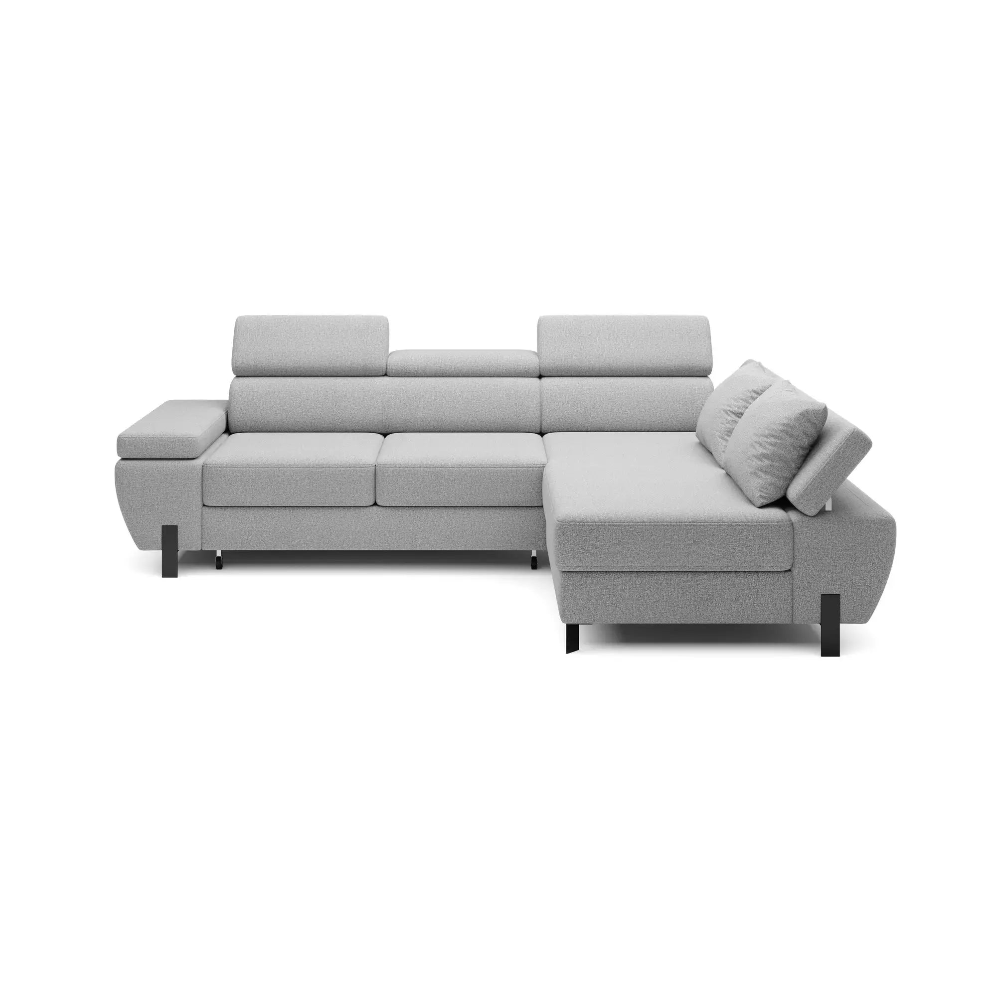 Coltar extensibil MOLINA MINI, sezlong dreapta, stofa catifelata gri - Salvador 13, cu lada depozitare, 277x189x90 cm