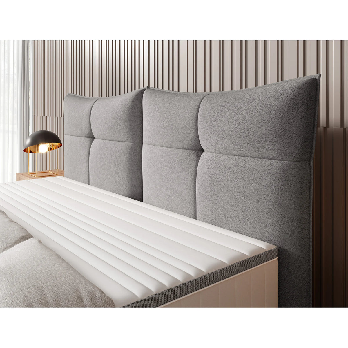 Pat CADIS 180x200, stofa catifelata turcoaz inchis - Riviera 87, Gama Premium, cu suport pentru saltea