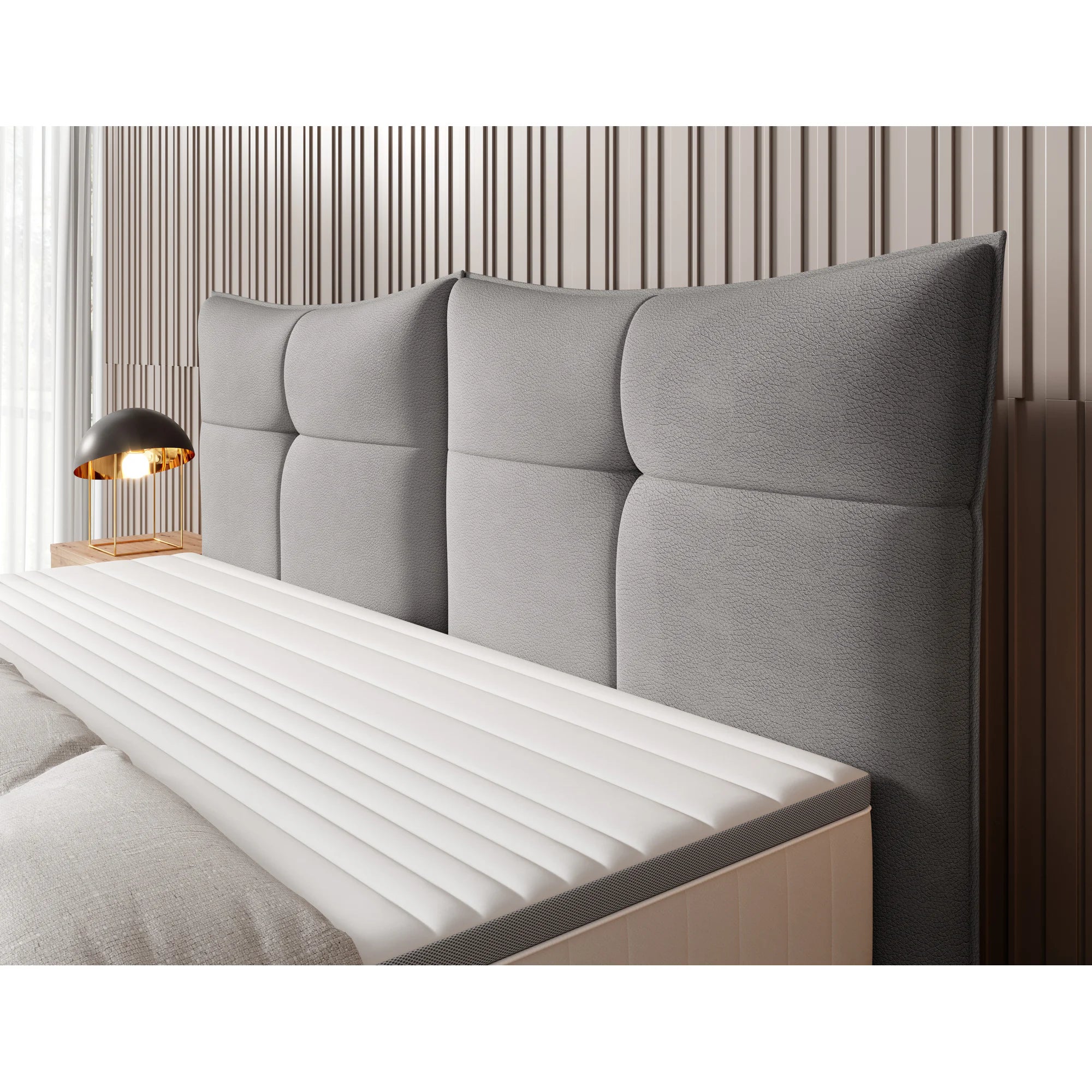 Pat CADIS 180x200, stofa catifelata turcoaz inchis - Riviera 87, Gama Premium, cu suport pentru saltea
