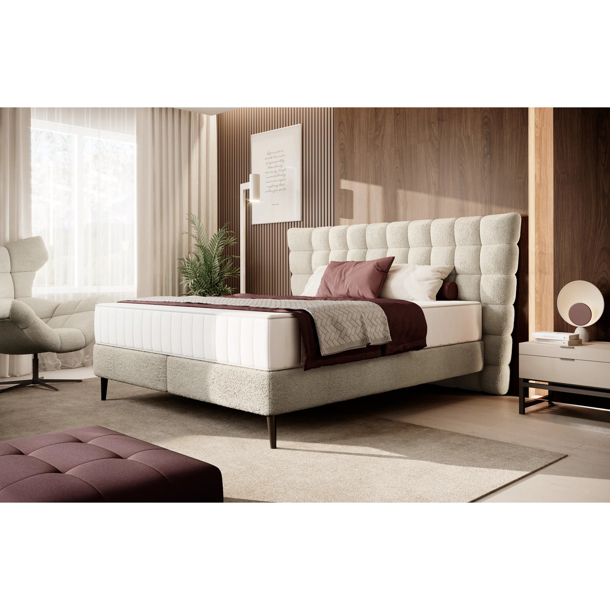 Pat INFERNO 180x200, personalizabil materiale Gama Premium, cu suport pentru saltea