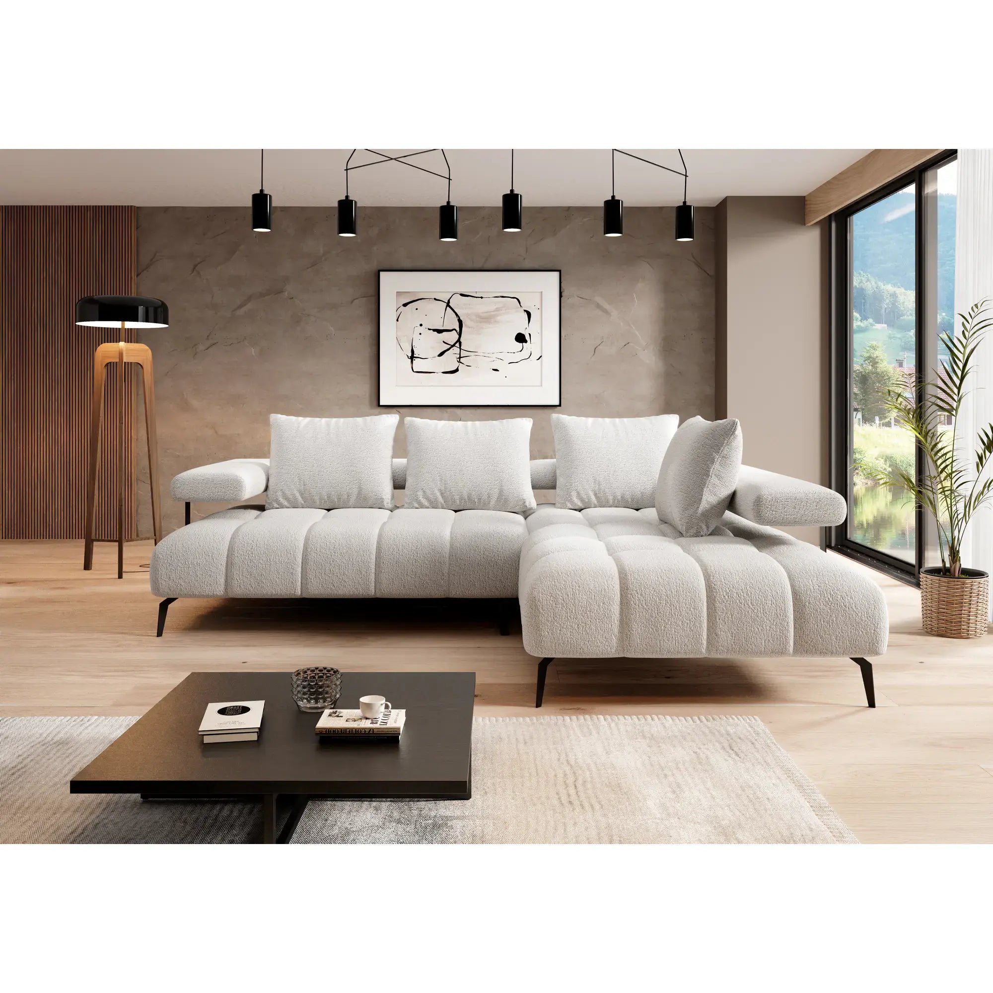 Coltar MAGNETIC L, personalizabil materiale gama Premium, cu reglaj electric, 258x210x86 cm