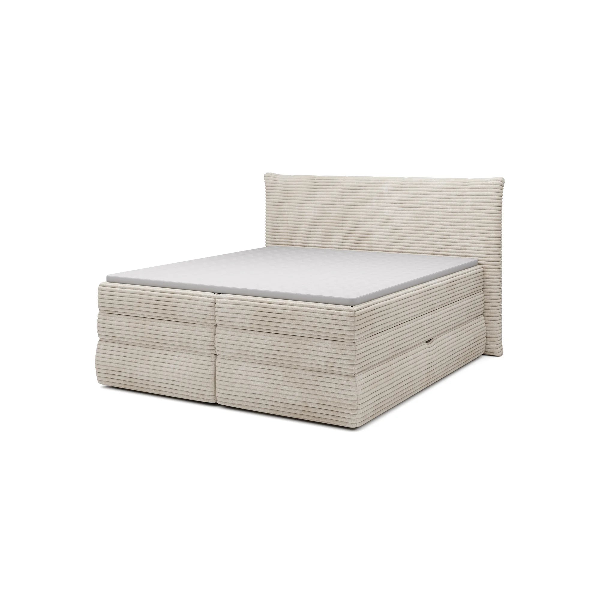 Pat boxspring AMBER 140x200, personalizabil materiale gama Oferta Avantaj, cu spatiu depozitare, saltele si topper