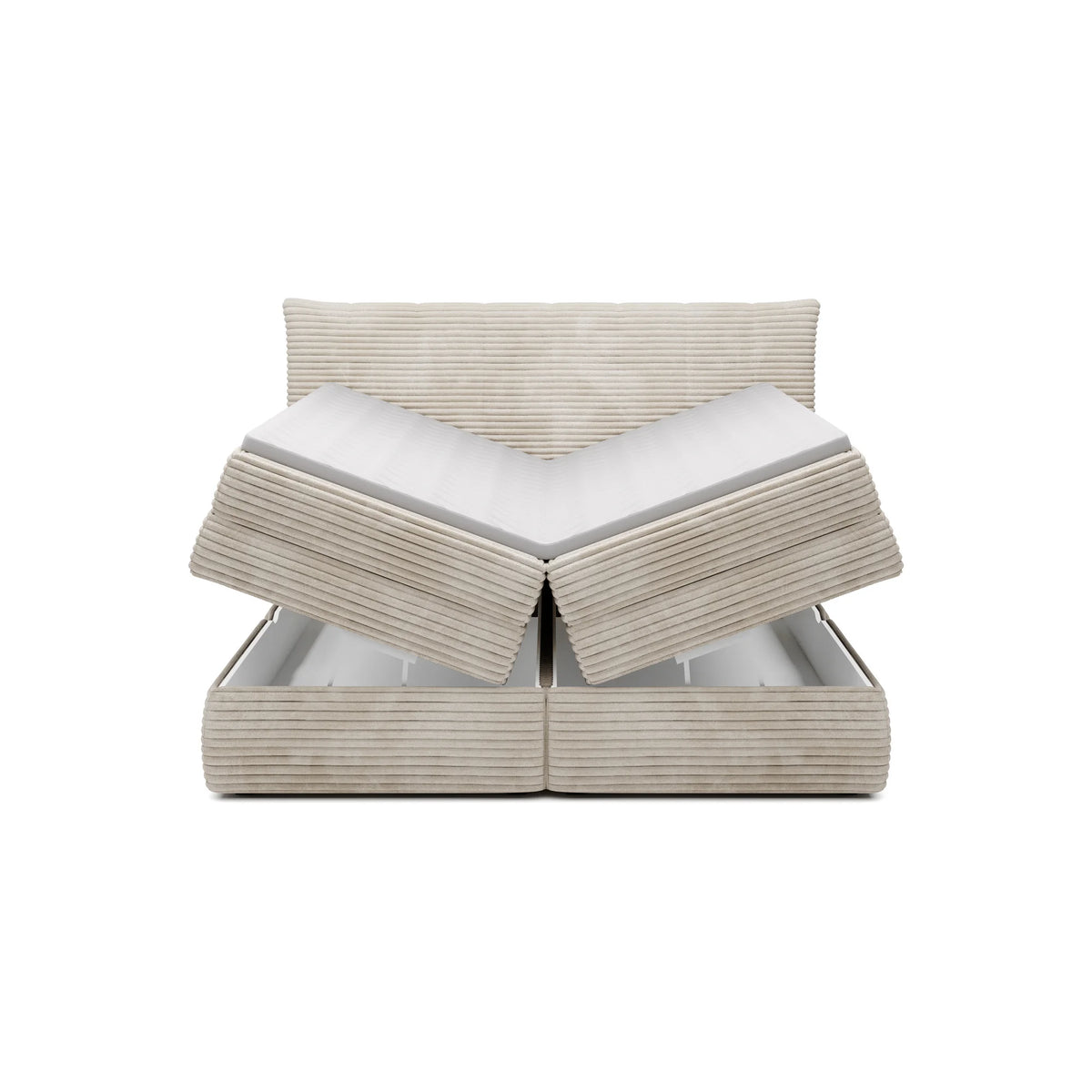 Pat boxspring AMBER 140x200, personalizabil materiale gama Oferta Avantaj, cu spatiu depozitare, saltele si topper