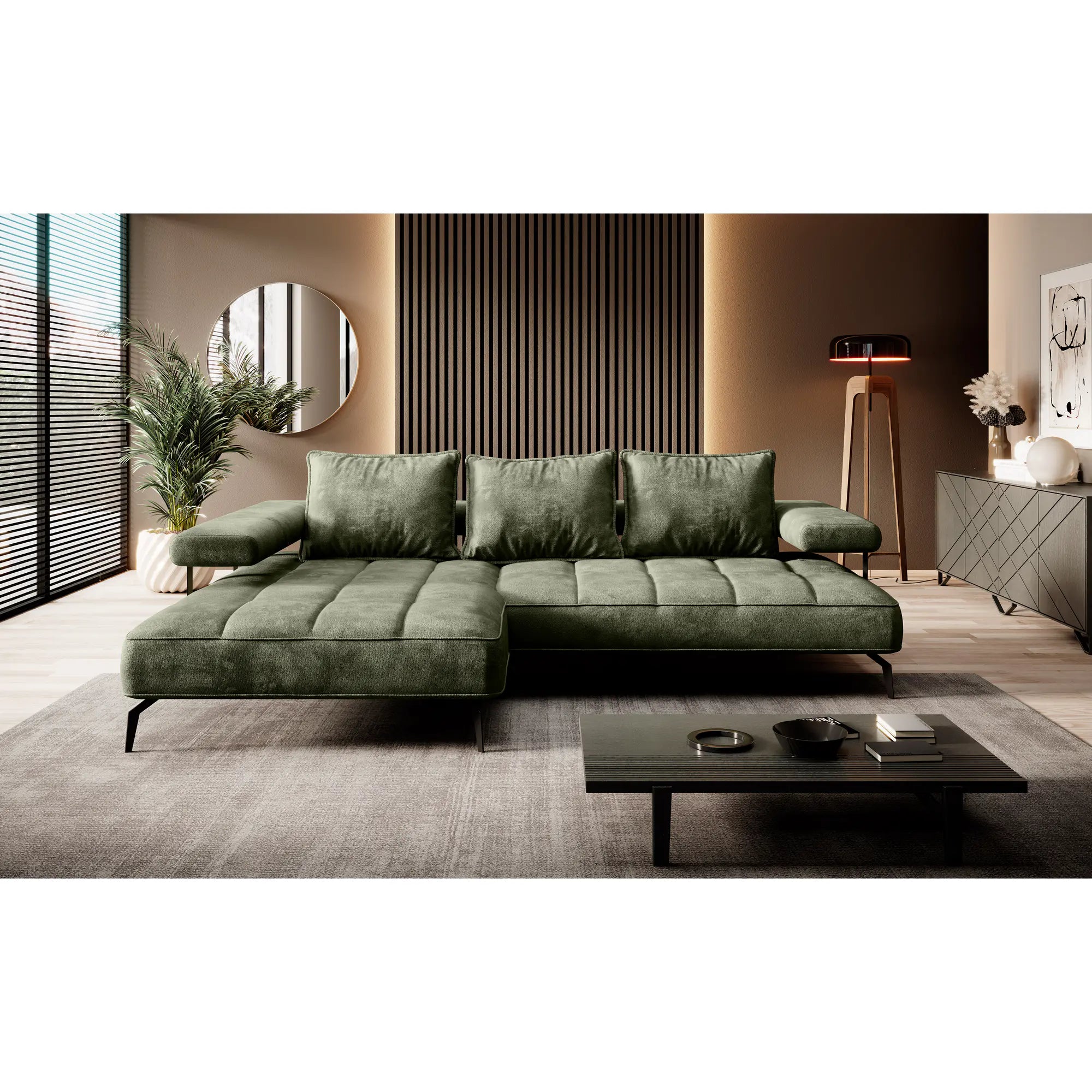 Coltar MONTELLA MINI, personalizabil material gama Premium, cu reglaj electric, 266x180x88 cm