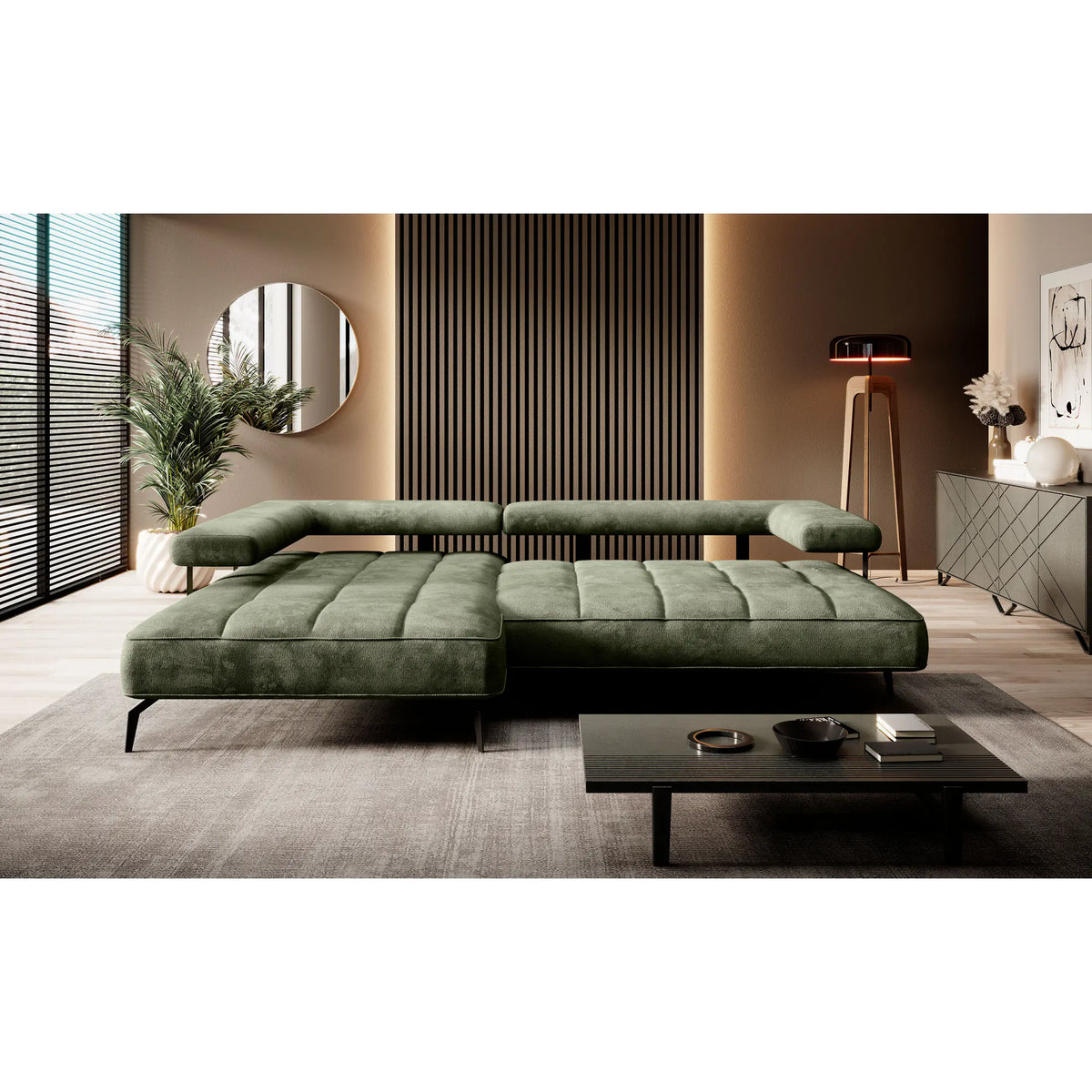 Coltar MONTELLA MINI, personalizabil material gama Premium, cu reglaj electric, 266x180x88 cm