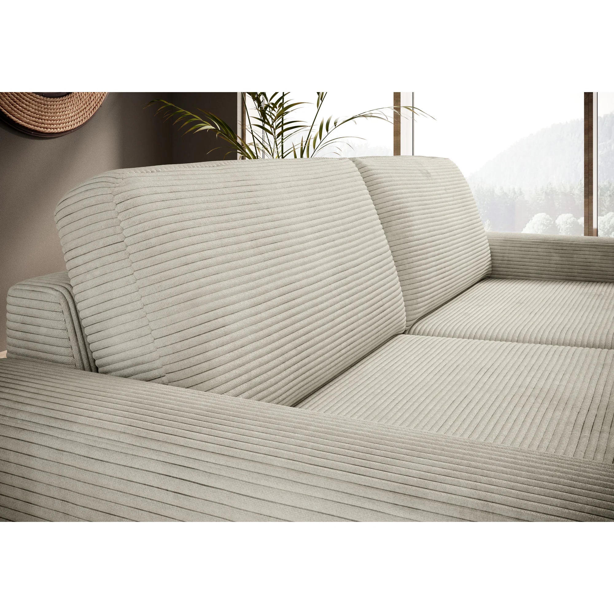 Canapea extensibila VANILLA 140, stofa plusata roz - Tilia 62, Gama Premium, 200x98x87 cm
