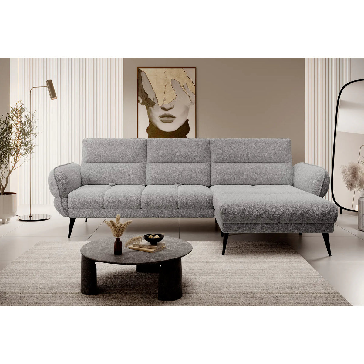 Coltar CAMPINA MINI, personalizabil materiale Gama Premium, cu reglaj electric, 288x170x97 cm