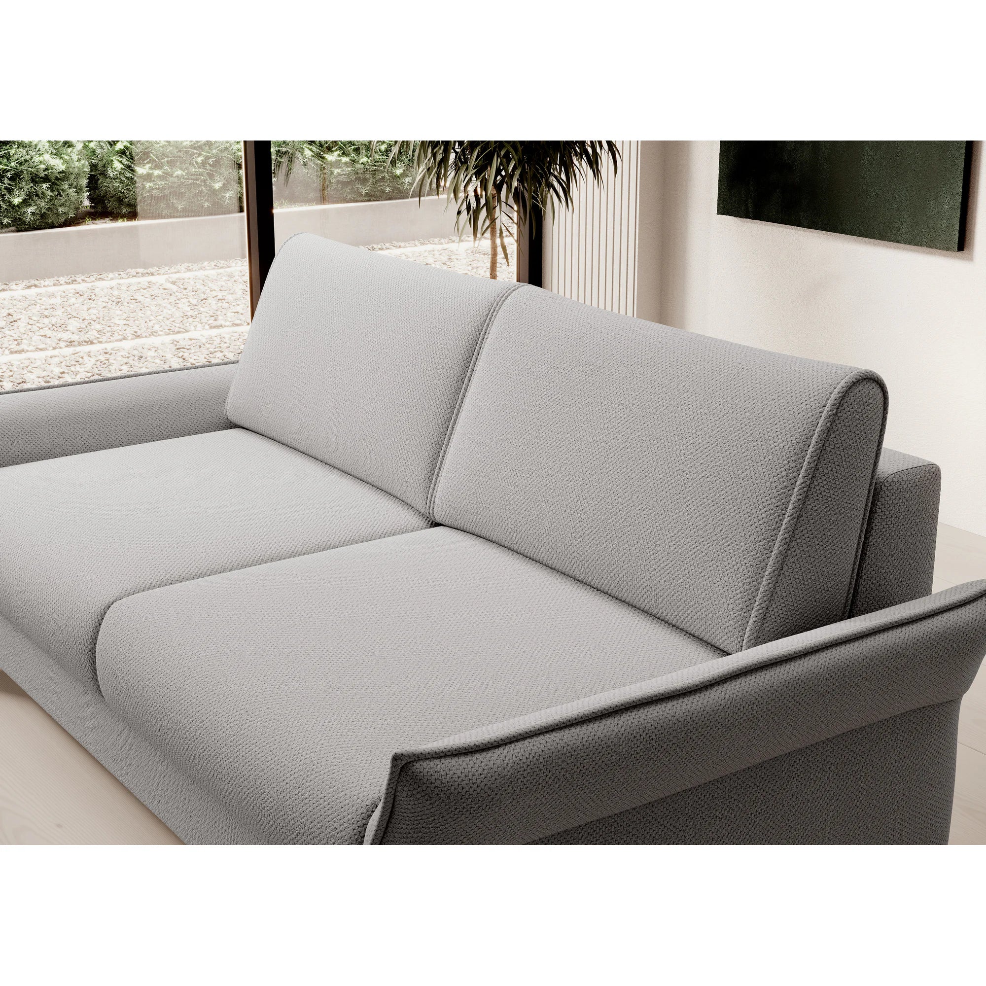 Canapea extensibila CANTO 140, stofa catifelata bej - Crown 02, 198x106x82 cm