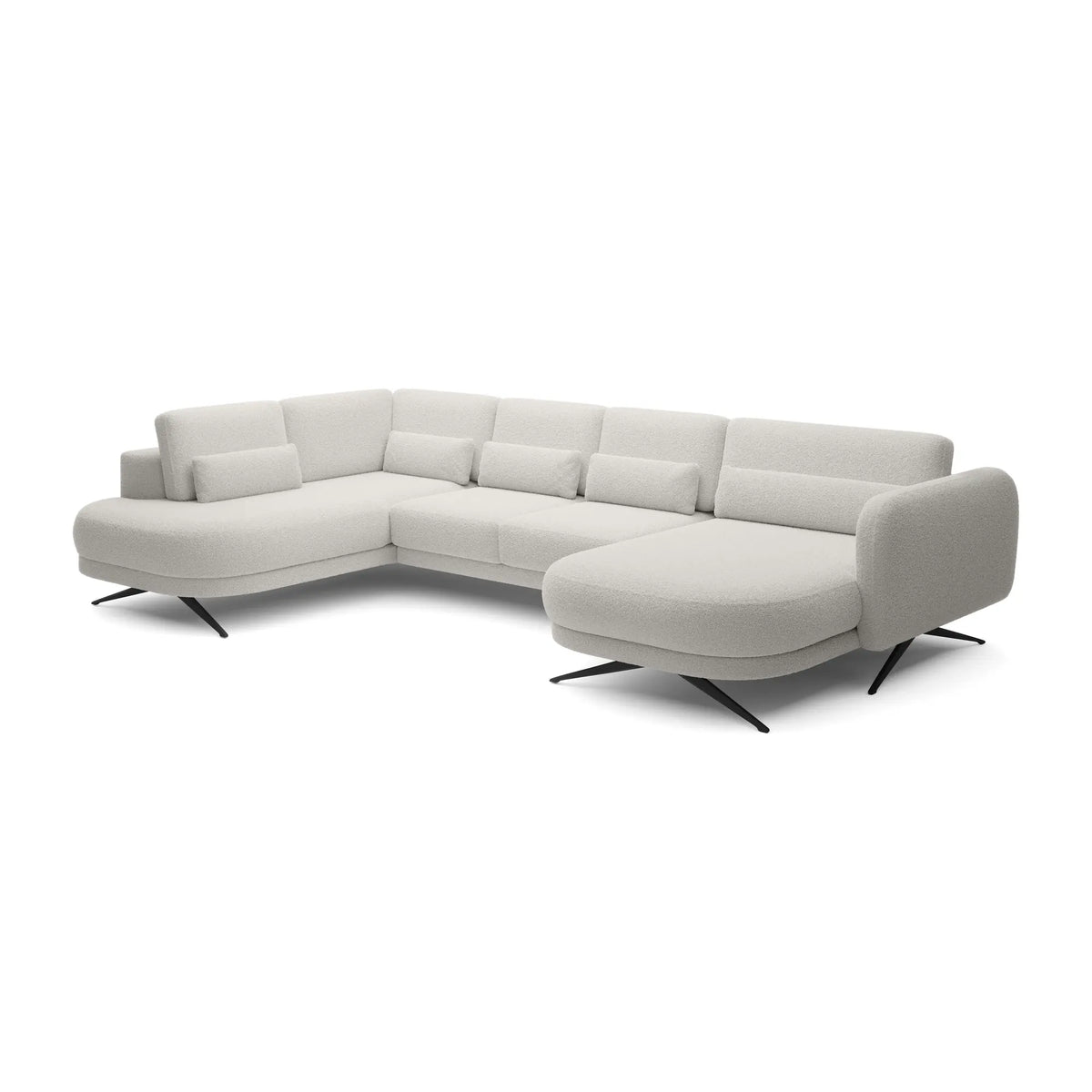 Coltar ILUSIO XL, sezlong stanga, stofa crem - Rosario 451, Gama Premium, cu reglaj electric si tetiere reglabile, 346x205x104 cm