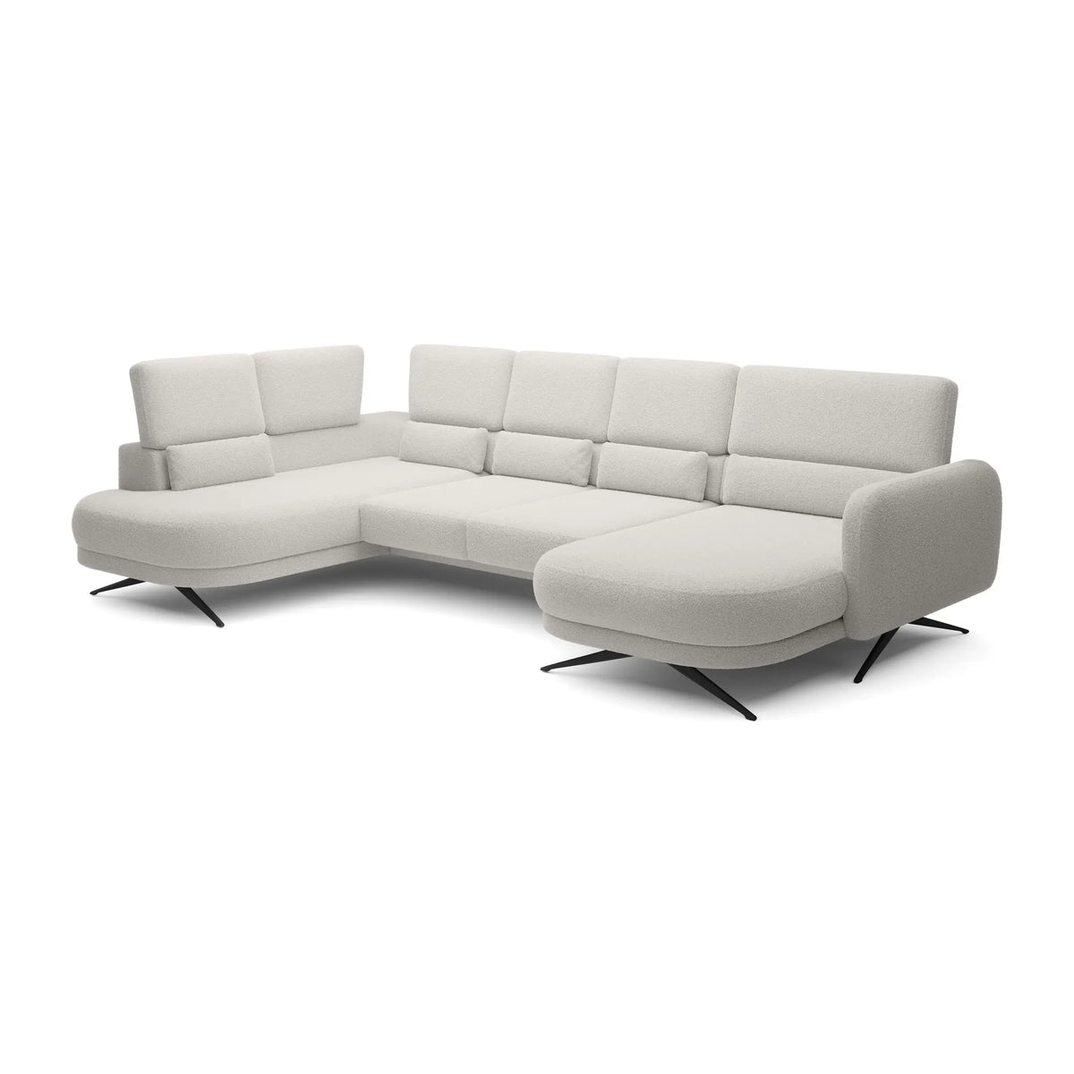 Coltar ILUSIO XL, sezlong stanga, stofa crem - Rosario 451, Gama Premium, cu reglaj electric si tetiere reglabile, 346x205x104 cm