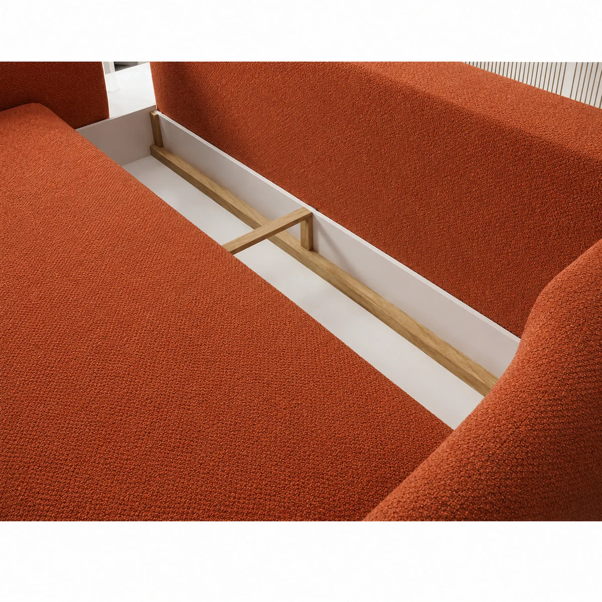 Canapea extensibila CANDY, stofa catifelata caramiziu - Salvador 07, lada depozitare, 228x98x87 cm