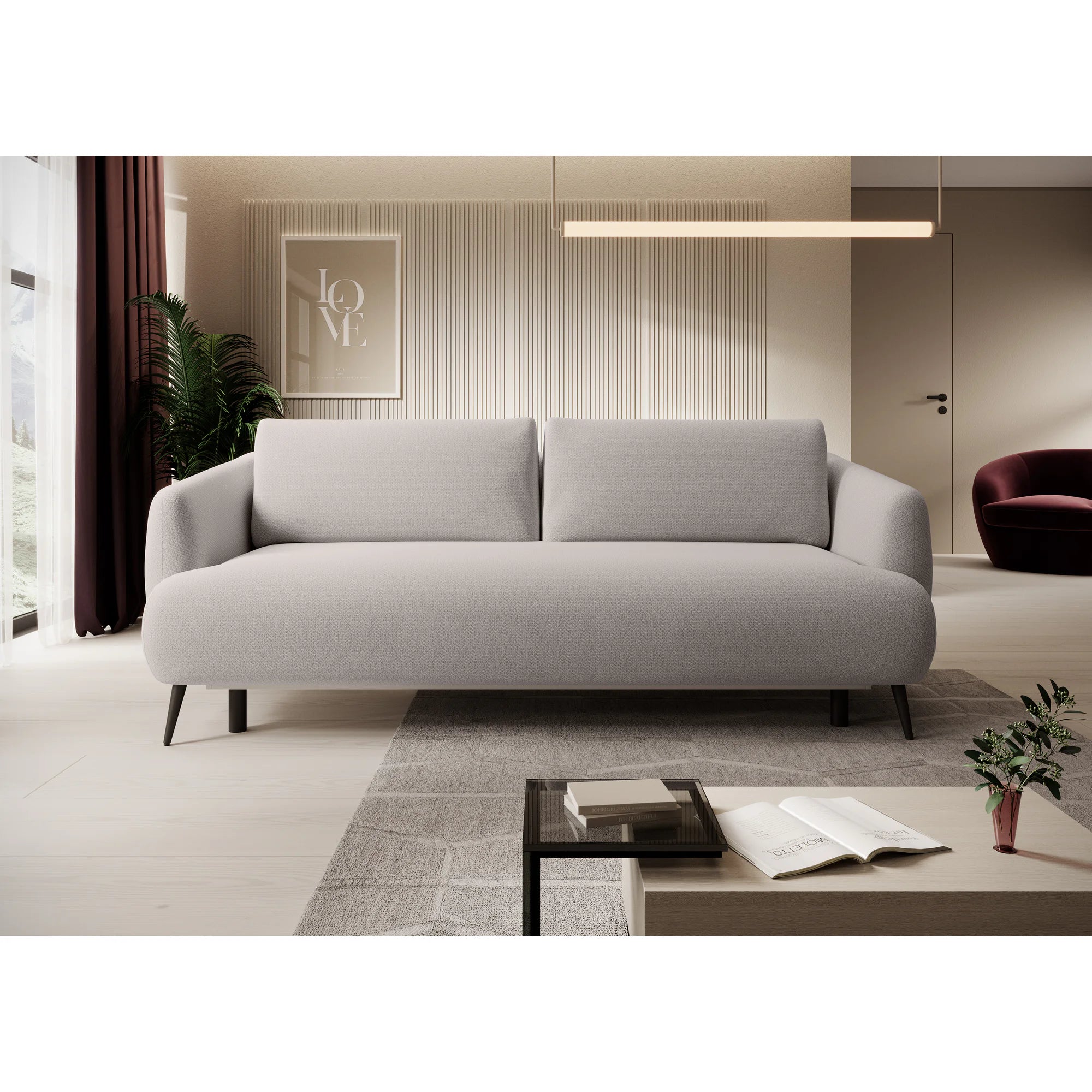 Canapea extensibila CANDY, stofa catifelata gri - Salvador 13, Gama Premium, lada depozitare, 228x98x87 cm