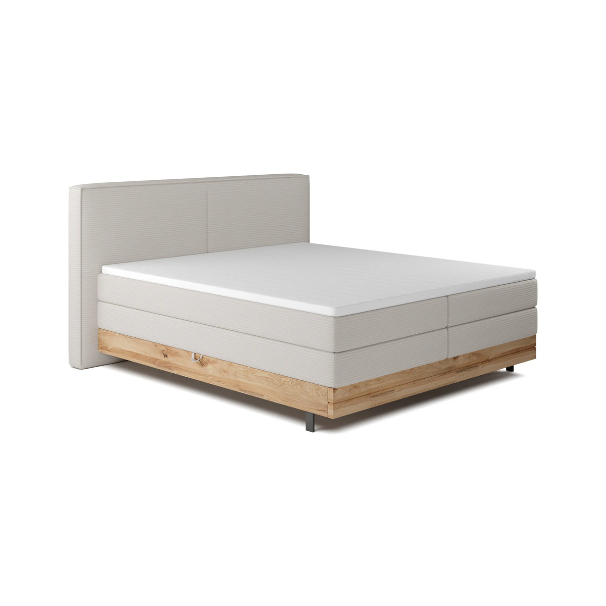 Pat boxspring NEBIA 180x200, personalizabil materiale Gama Premium, cu saltele, topper si lada pentru depozitare