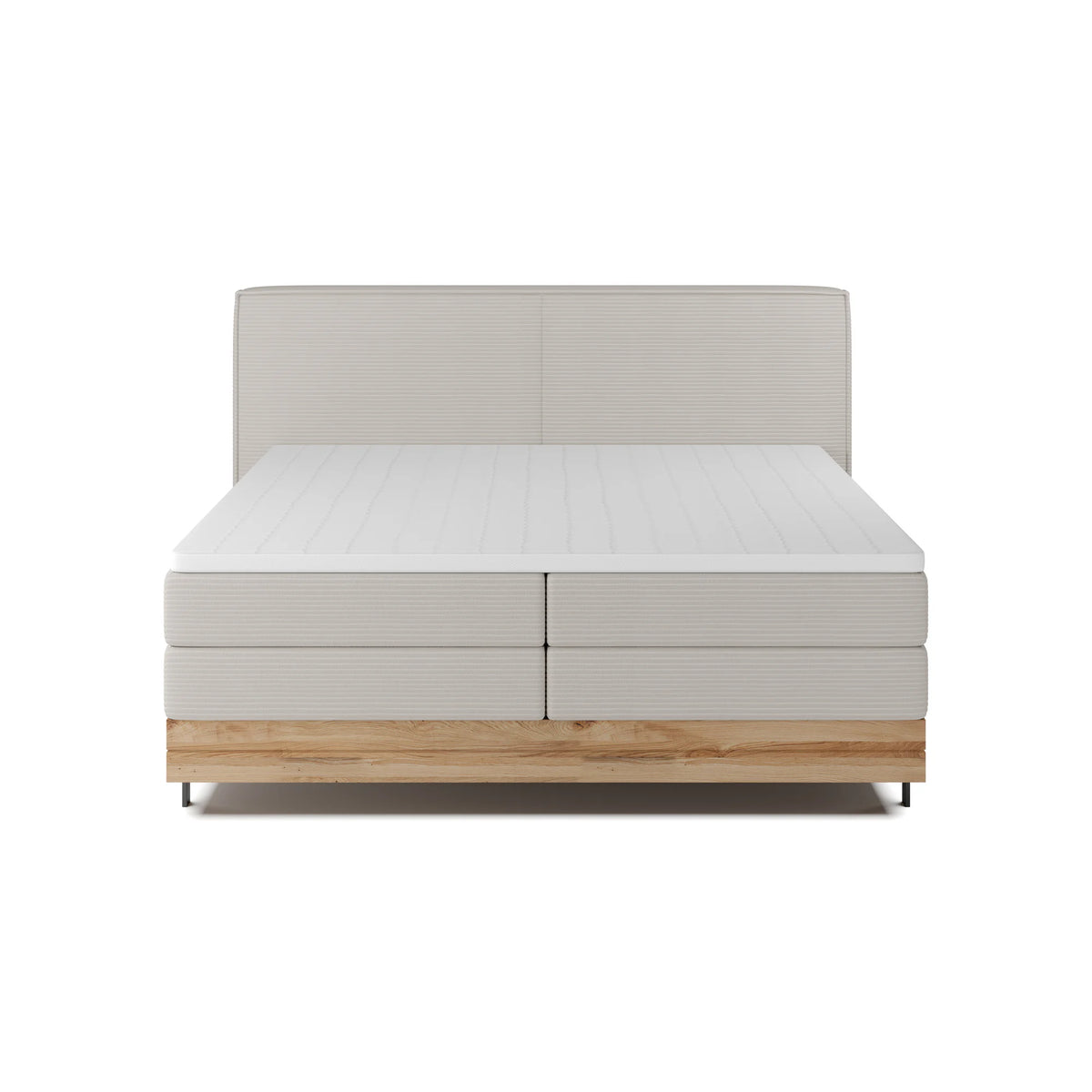 Pat boxspring NEBIA 140x200, personalizabil materiale gama Oferta Avantaj, cu saltele, topper si lada pentru depozitare