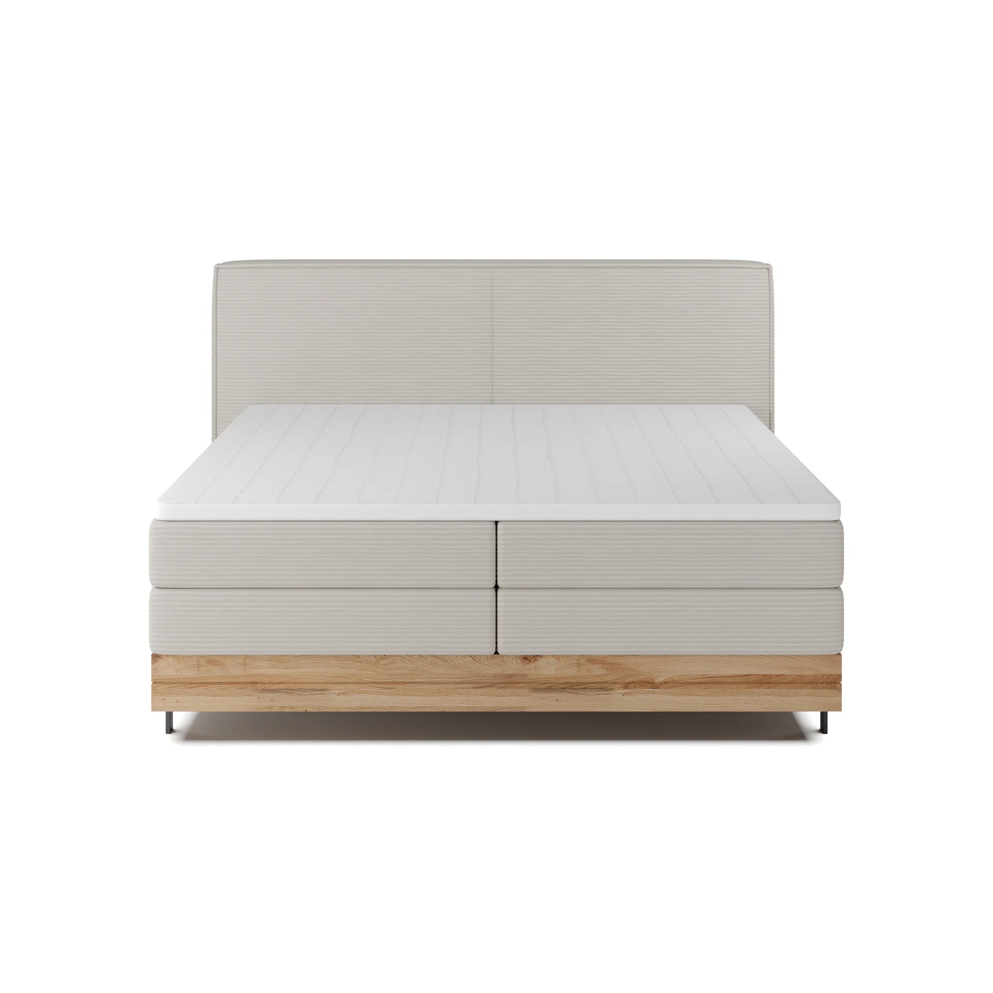 Pat boxspring NEBIA 140x200, personalizabil materiale gama Oferta Avantaj, cu saltele, topper si lada pentru depozitare