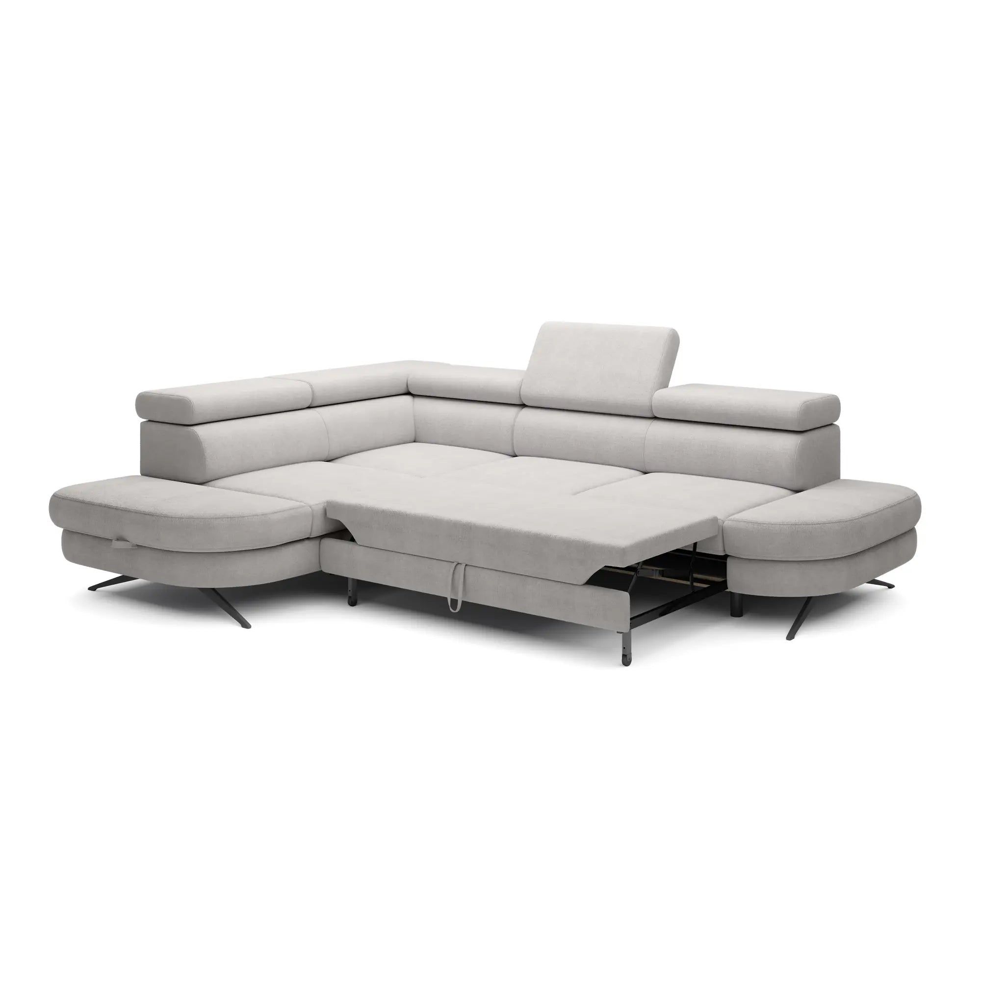 Coltar extensibil OTIS, personalizabil materiale Oferta Avantaj, cu lada depozitare si tetiere reglabile, 276x218x97 cm