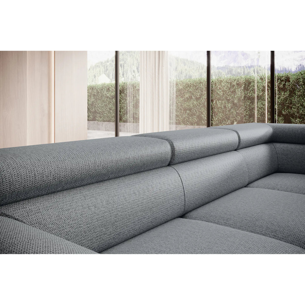Coltar extensibil RAVEN L, personalizabil materiale Gama Premium, cu lada depozitare, 257x198x92 cm