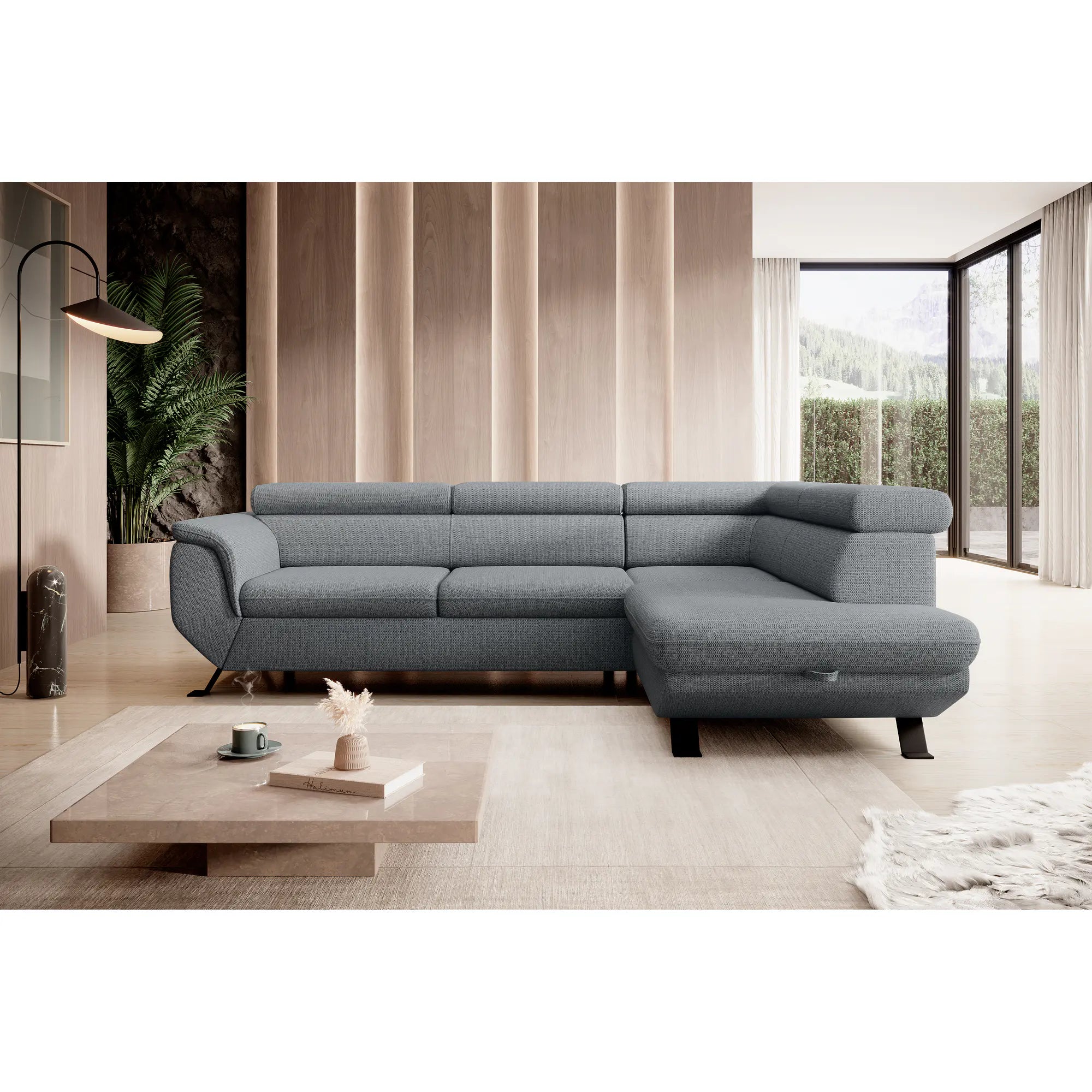 Coltar extensibil RAVEN L, personalizabil materiale Gama Oferta Avantaj, cu lada depozitare, 257x198x92 cm