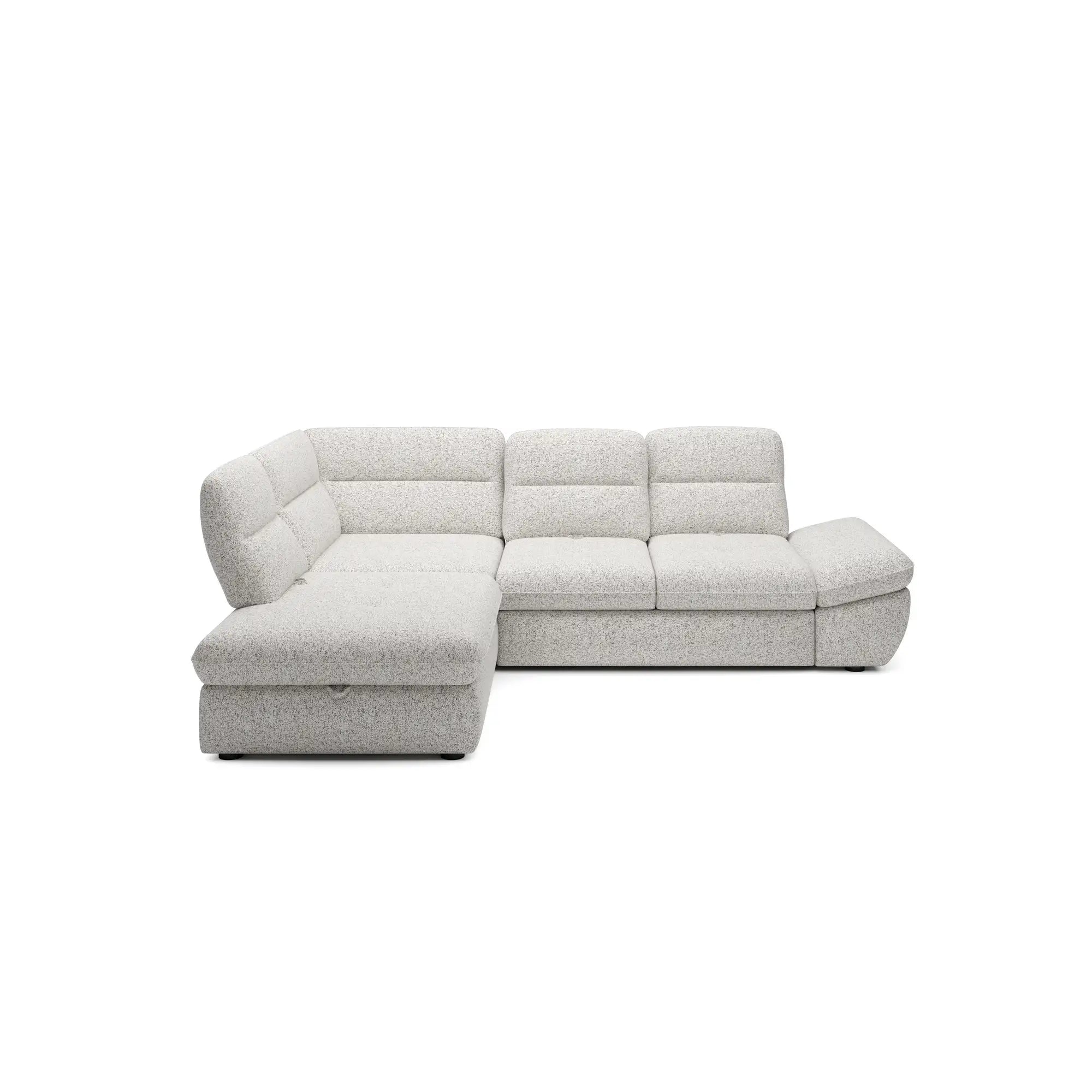 Coltar extensibil GALIANO L, personalizabil materiale gama Oferta Avantaj, cu lada depozitare si tetiere reglabile, 270x210x88 cm