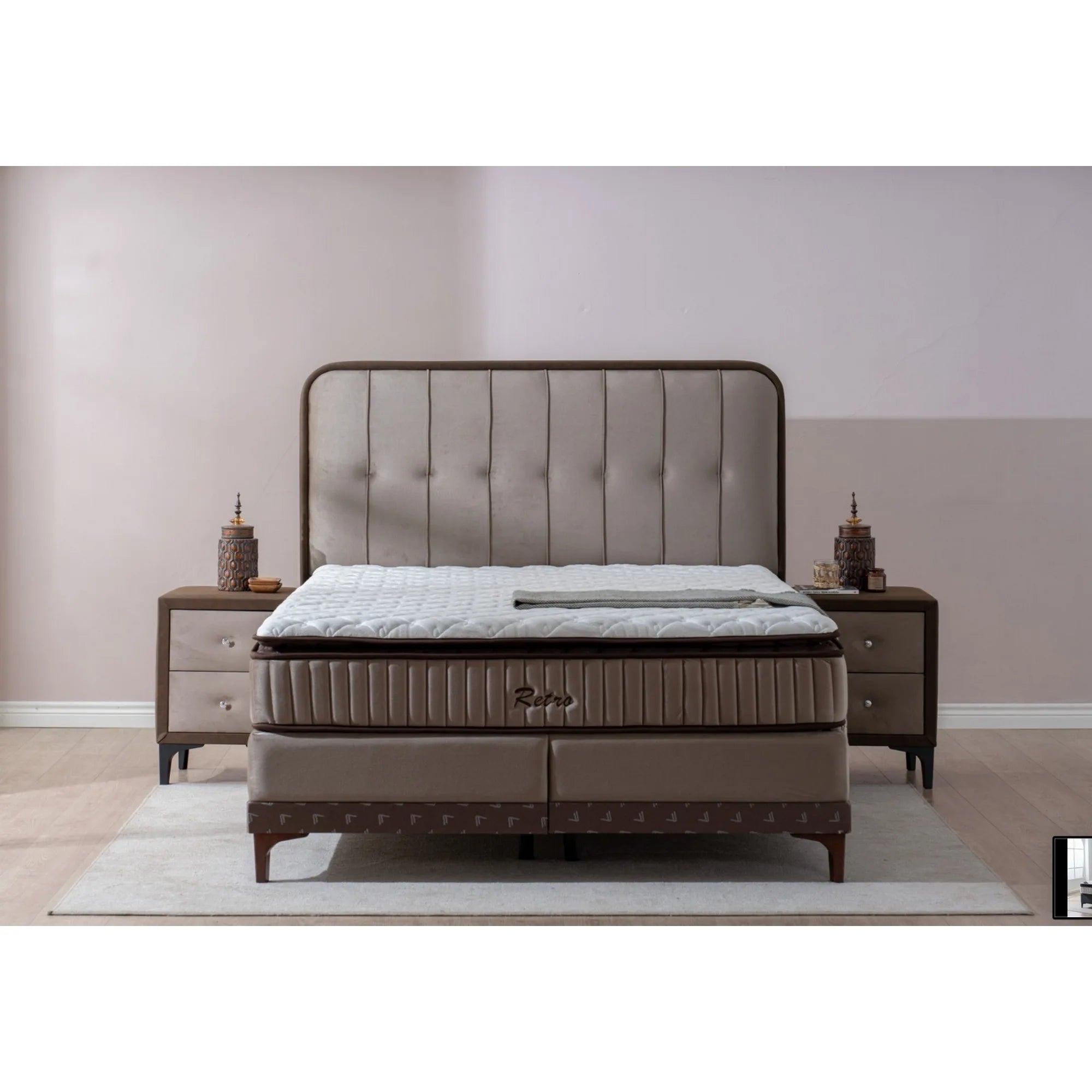 Saltea RETRO, alb/maro deschis, 160x200 cm