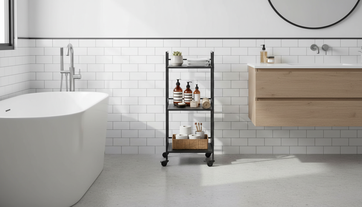 Carucior servire ARNE, negru, metal/plastic, 35x35x92 cm