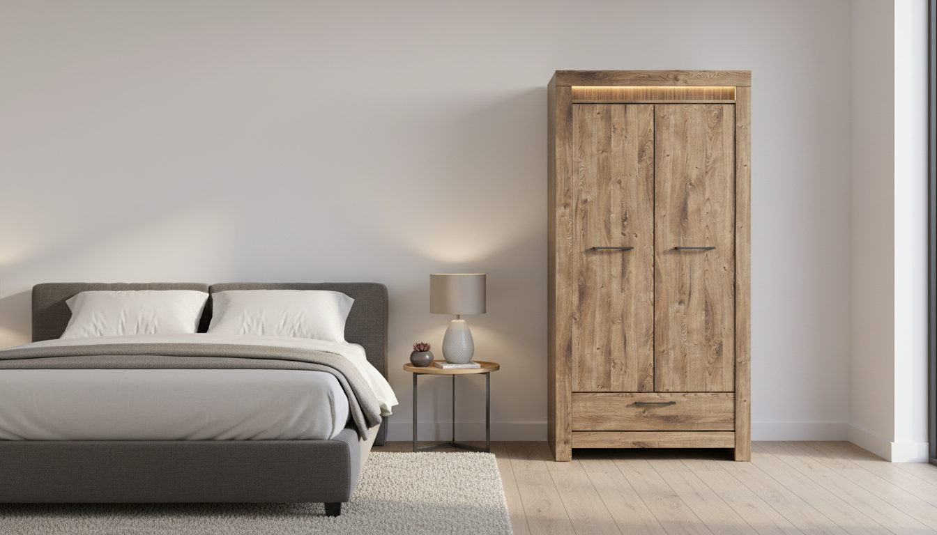 Dulap TORIN, stejar ribbecK, PAL, cu 2 usi si un sertar, 102x62x200 cm