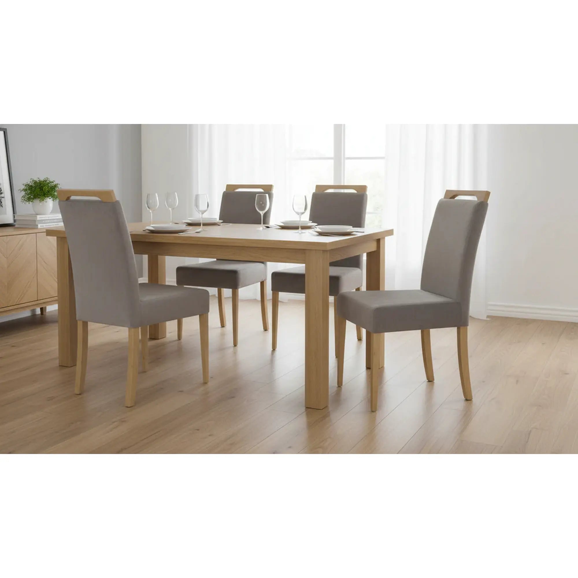 Scaun CLARION, gri/stejar auriu, stofa/lemn de fag, 42X58X97 cm