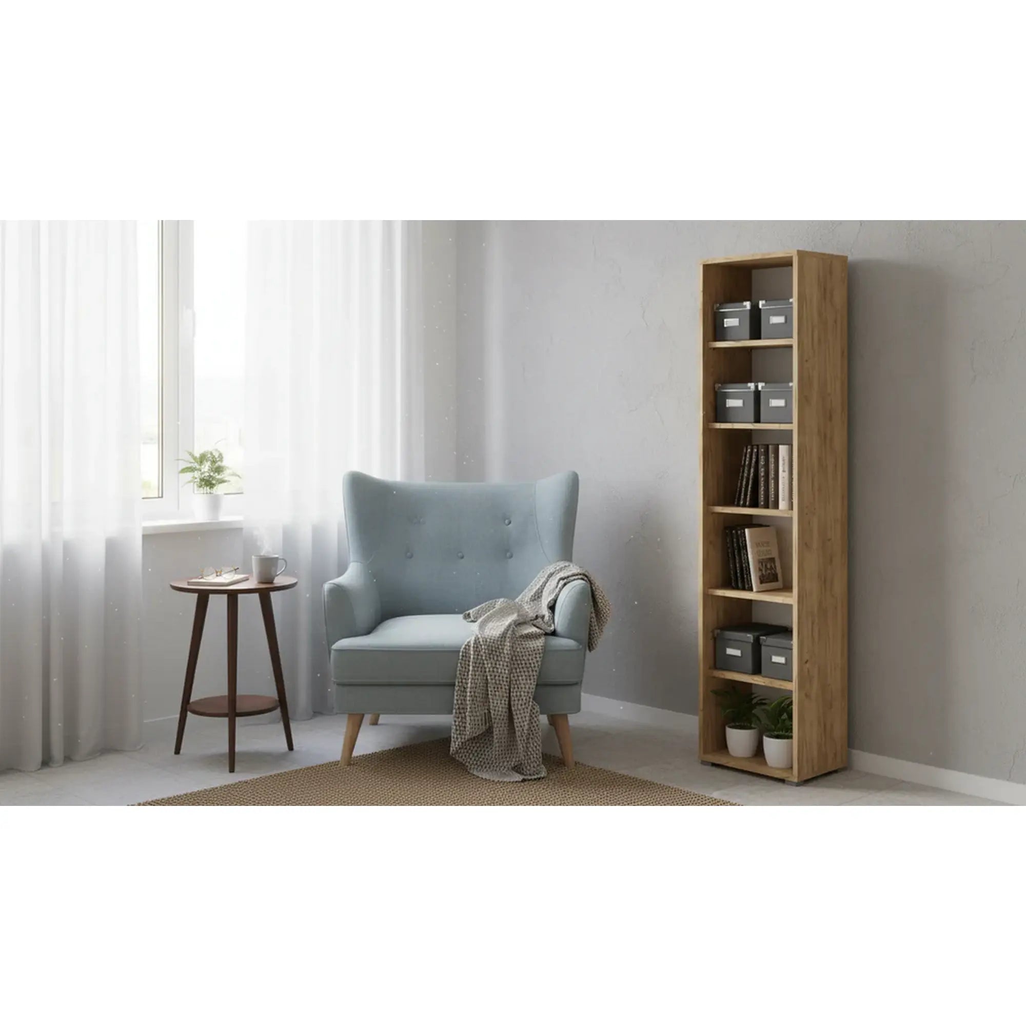 Biblioteca RIOMA TYP 02, stejar artisan, DTD laminat, 50x38x218 cm
