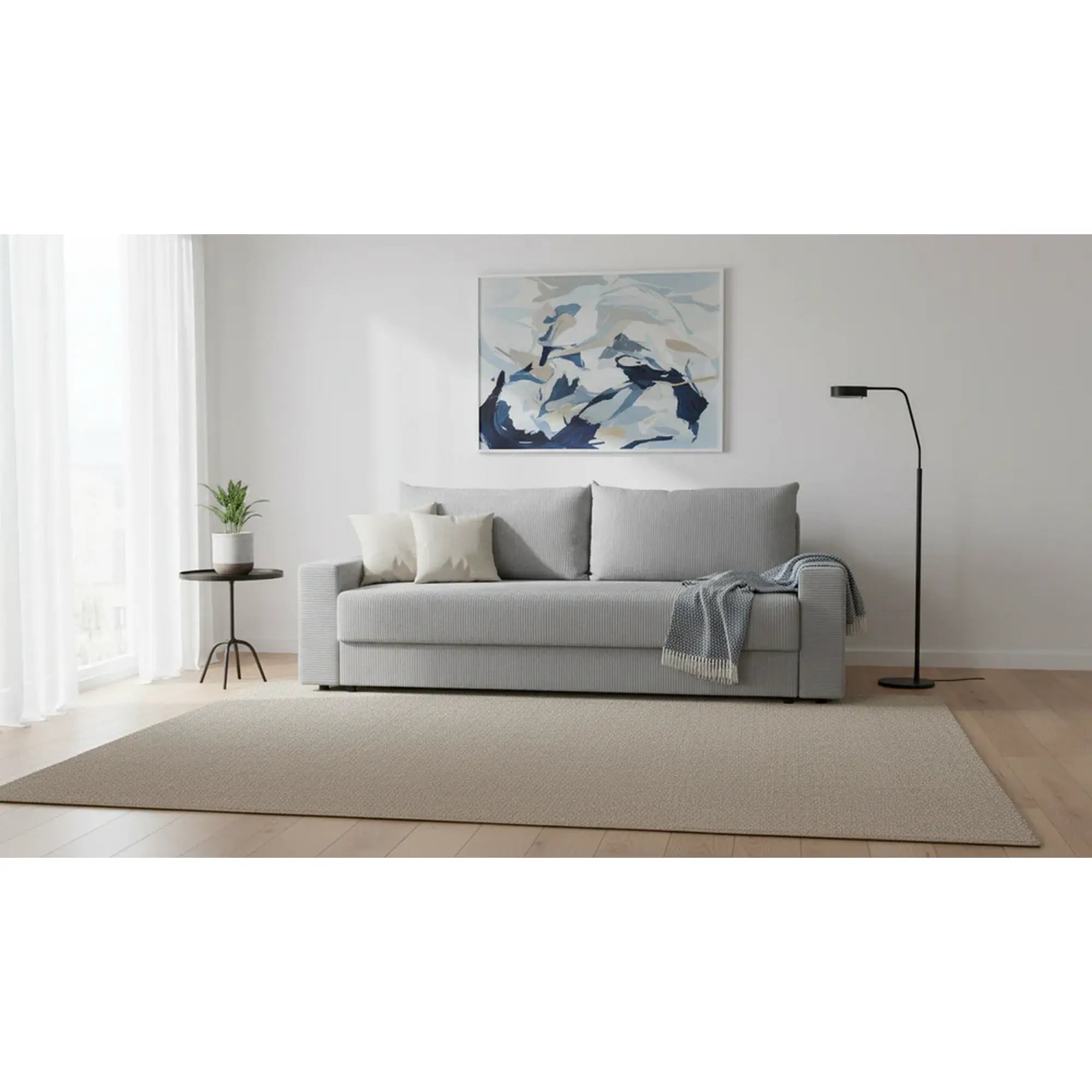 Canapea extensibila GARCIA, stofa catifelata gri - Poso 110, 233x108x92 cm