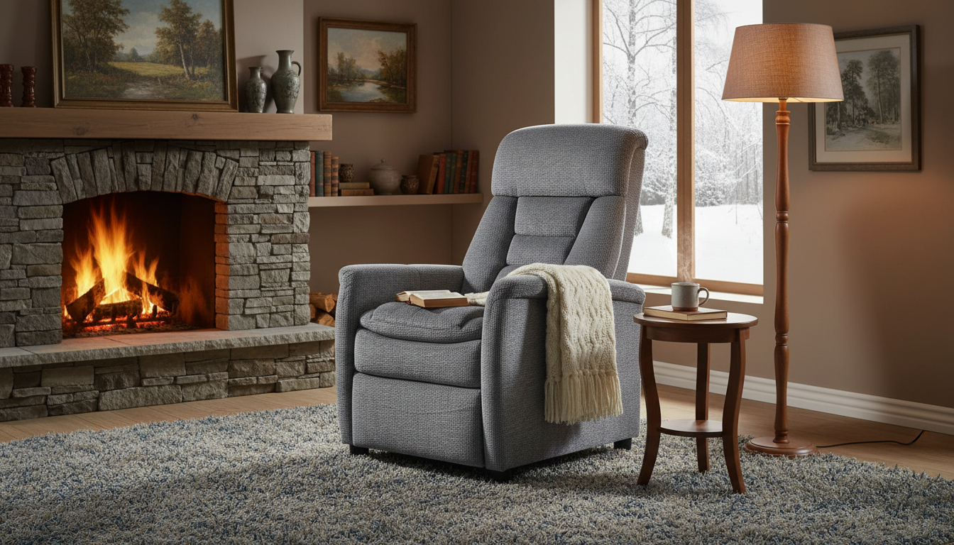 Fotoliu recliner JORDAN, gri/negru, stofa/plastic, 71x85/155x79/106 cm