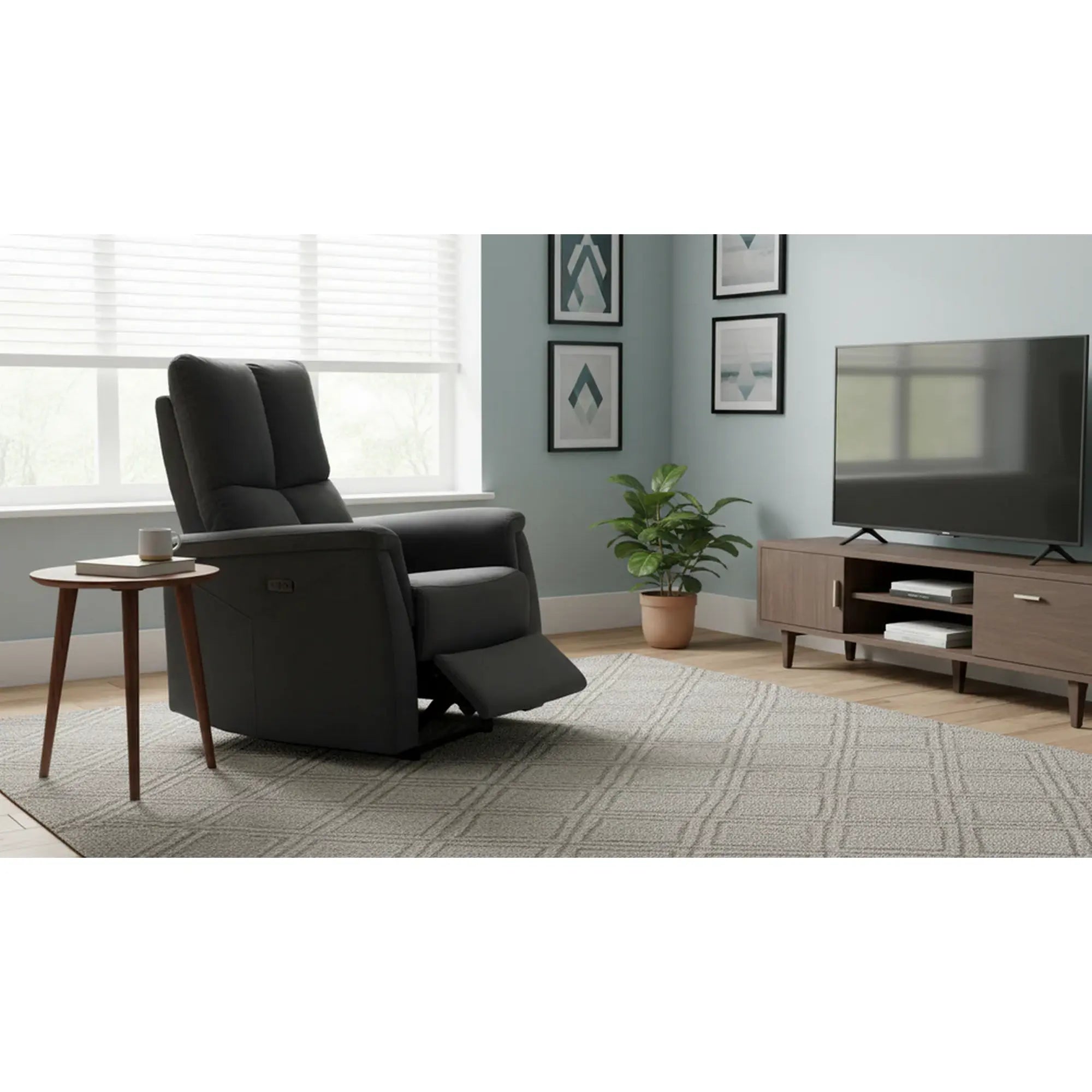 Fotoliu recliner NEPTUN, negru, stofa catifelata/metal, 76x94/160x96 cm