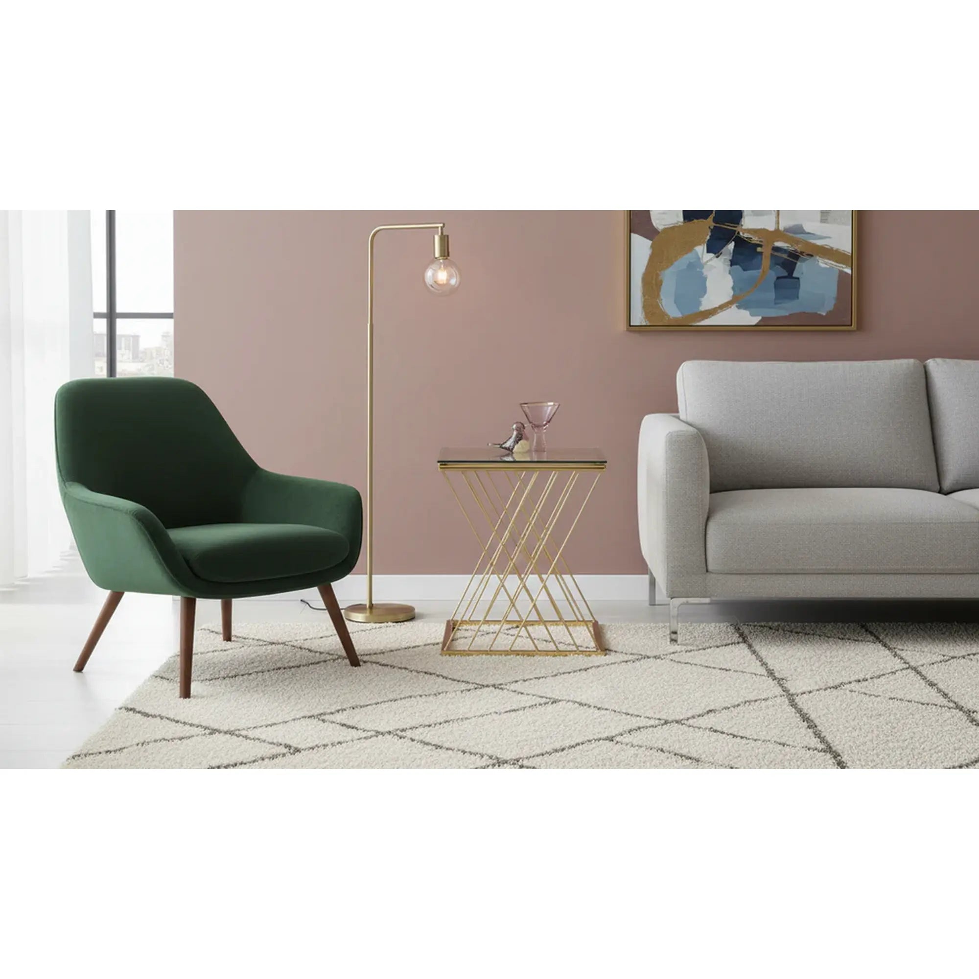 Masuta cafea NANCY, transparent/auriu, sticla/otel, 45x39x52 cm