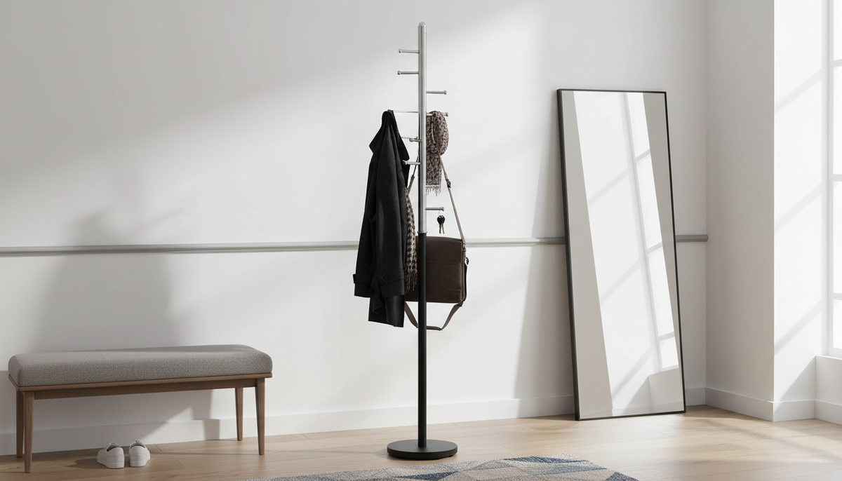 Cuier pom FERRO, crom/negru, metal, 30x173 cm