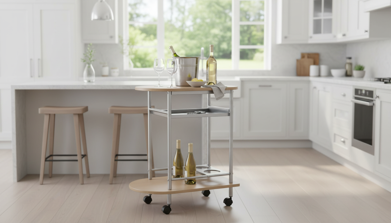 Carucior servire LIMA, fag/argintiu, 60x38x84 cm